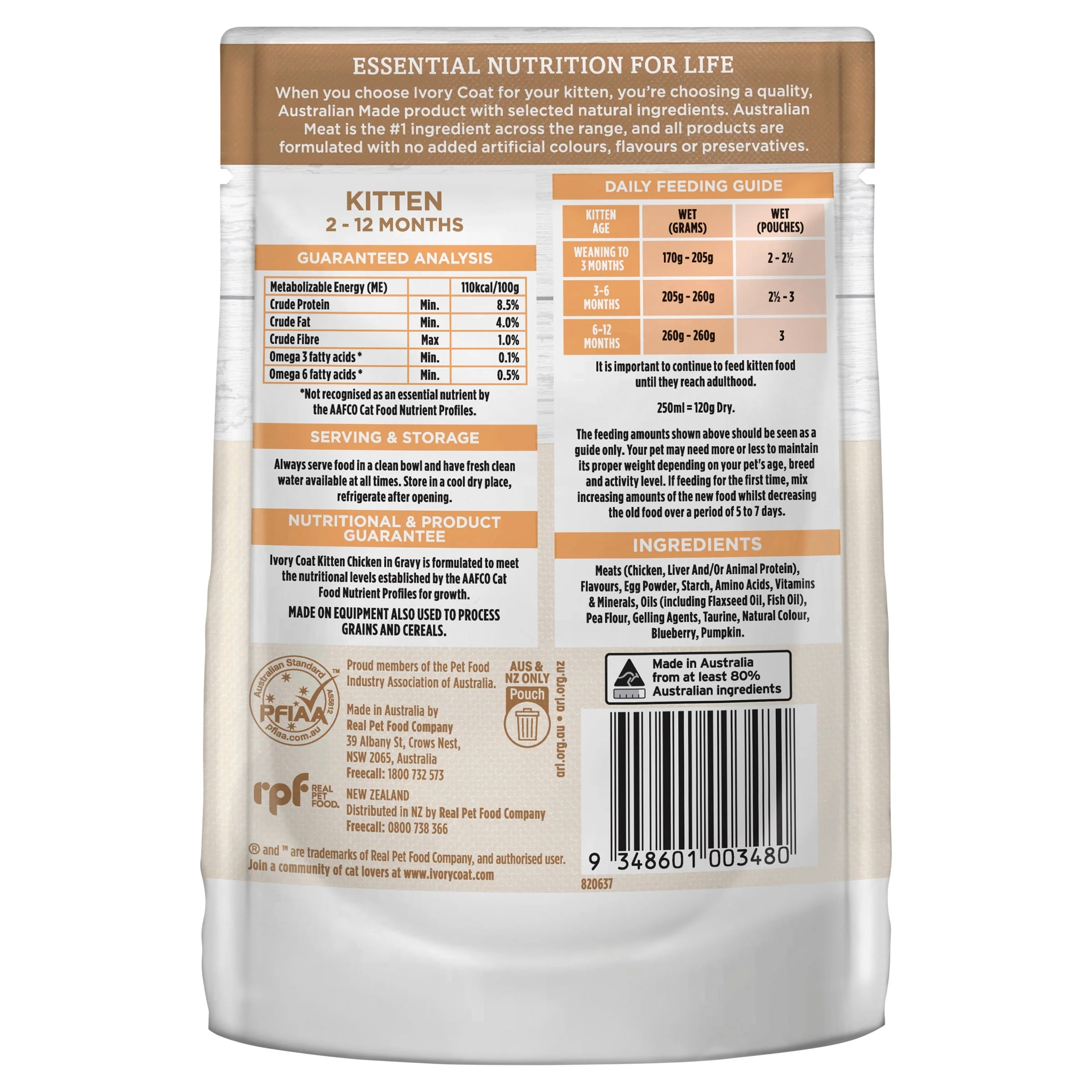Ivory Coat Grain Free Chicken in Gravy Kitten Wet Food 85g - Image 2