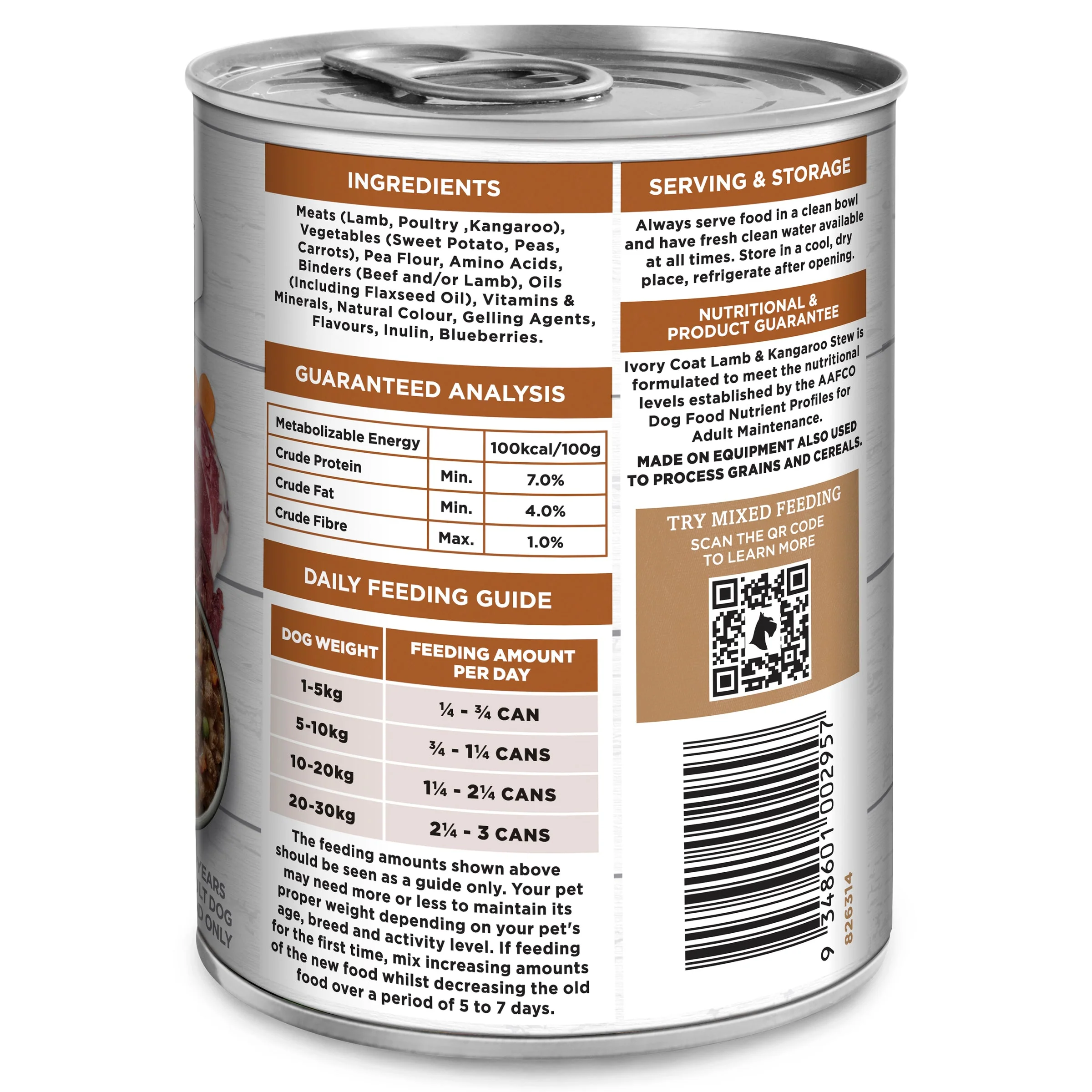 Ivory Coat Grain Free Lamb and Kangaroo Stew Adult Dog Wet Food 400g x 12 - Image 3