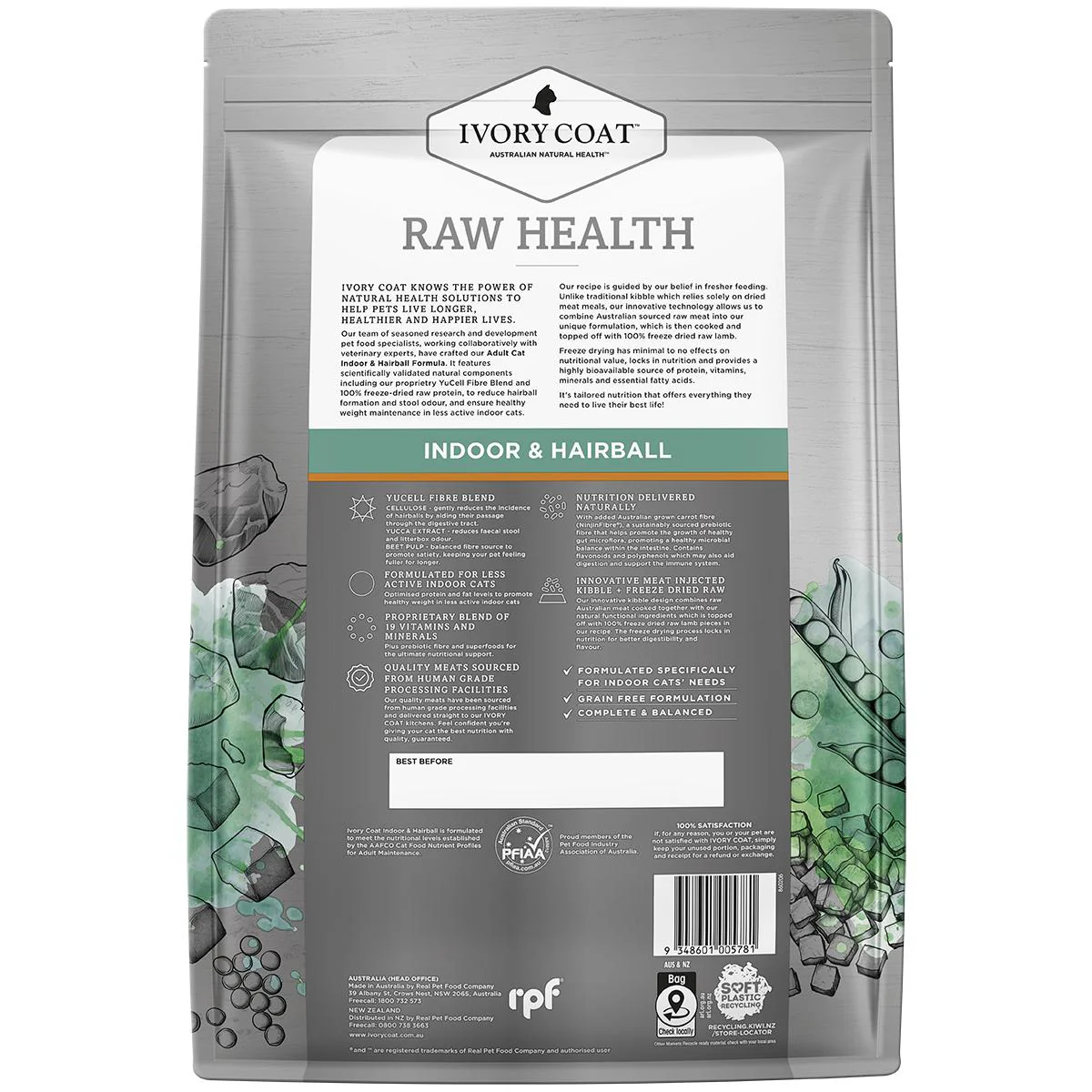 Ivory Coat Raw Health Adult Cat Indoor Dry Food with Freeze Dried Chicken Pieces 4kg - Image 2