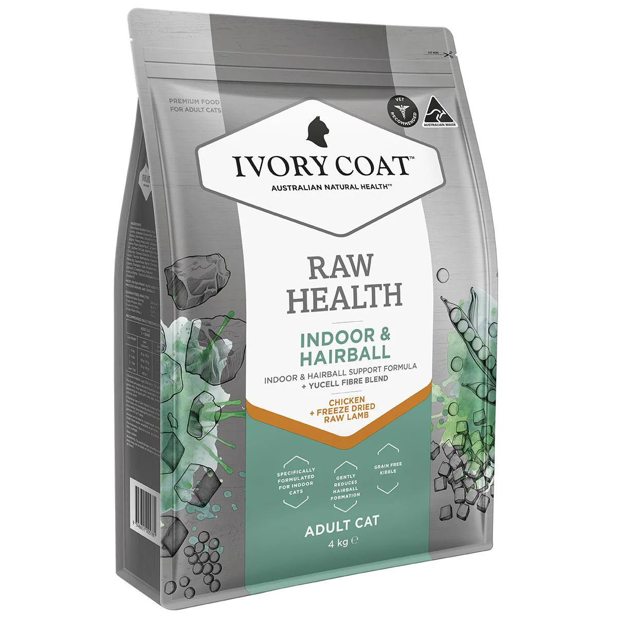 Ivory Coat Raw Health Adult Cat Indoor Dry Food with Freeze Dried Chicken Pieces 4kg - Image 3