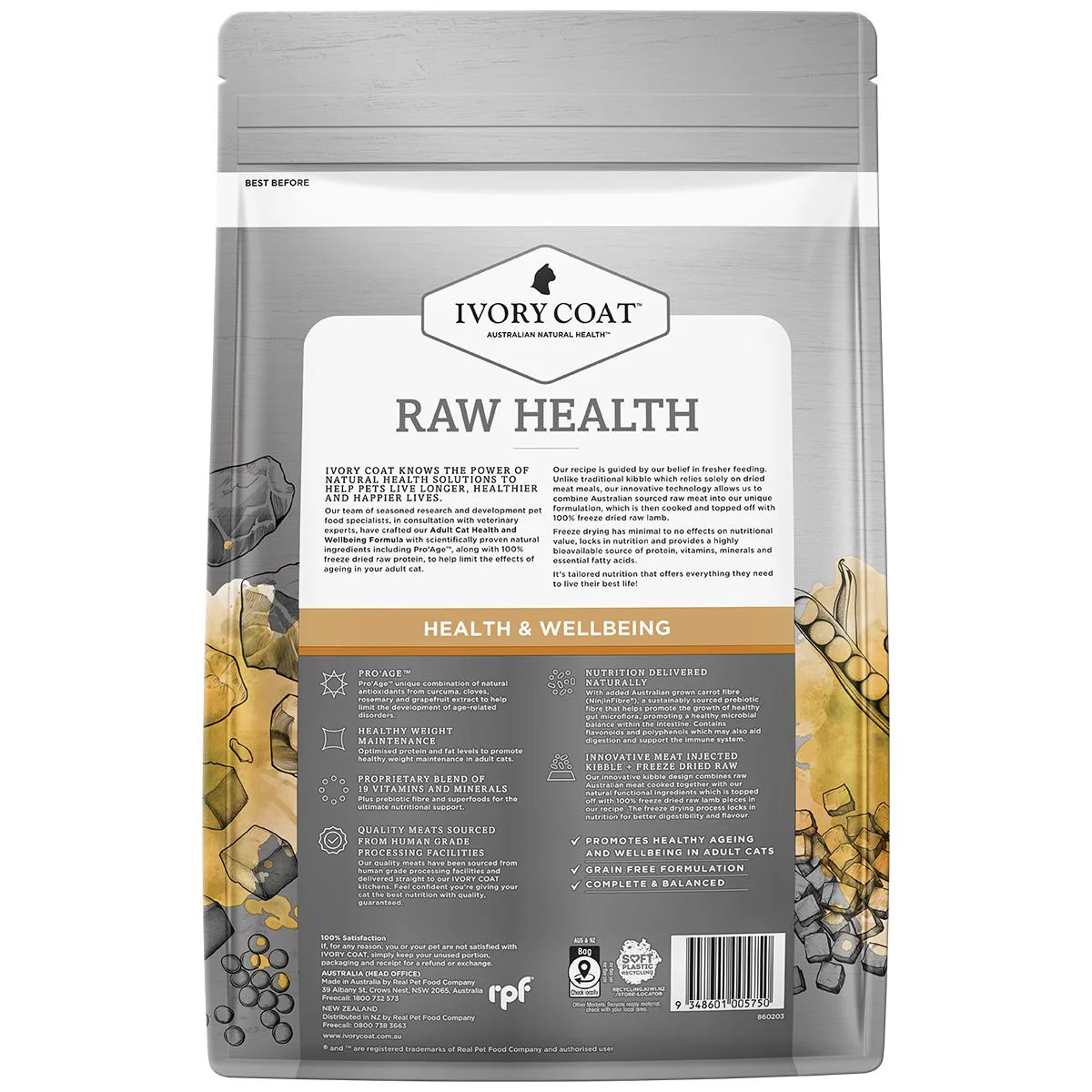 Ivory Coat Raw Health Adult Cat Vitality Dry Food with Freeze Dried Chicken Pieces 2kg - Image 3