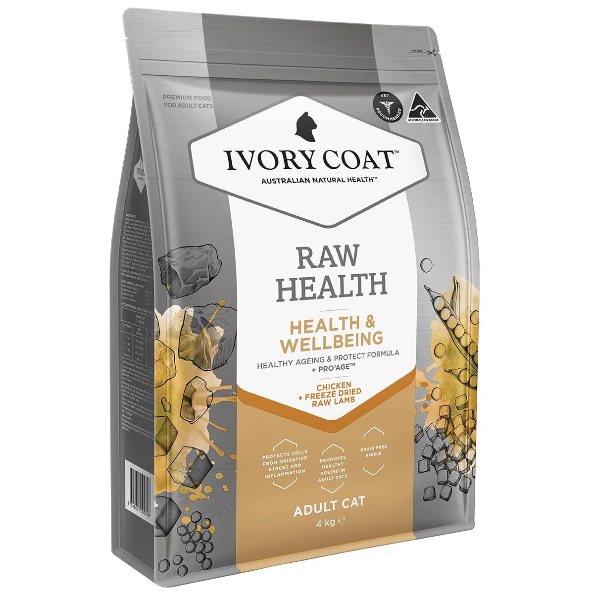 Ivory Coat Raw Health Adult Cat Vitality Dry Food with Freeze Dried Chicken Pieces 4kg - Image 2
