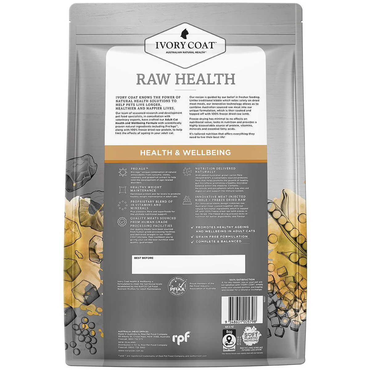 Ivory Coat Raw Health Adult Cat Vitality Dry Food with Freeze Dried Chicken Pieces 4kg - Image 3