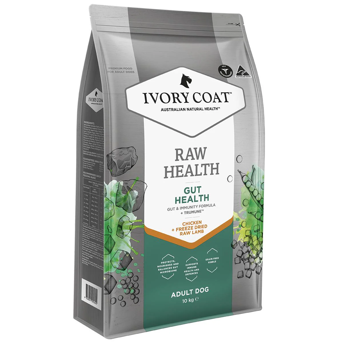 Ivory Coat Raw Health Adult Dog Gut Health Dry Food with Freeze Dried Chicken Pieces 10kg - Image 2