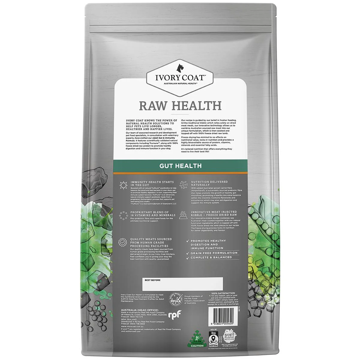 Ivory Coat Raw Health Adult Dog Gut Health Dry Food with Freeze Dried Chicken Pieces 10kg - Image 3