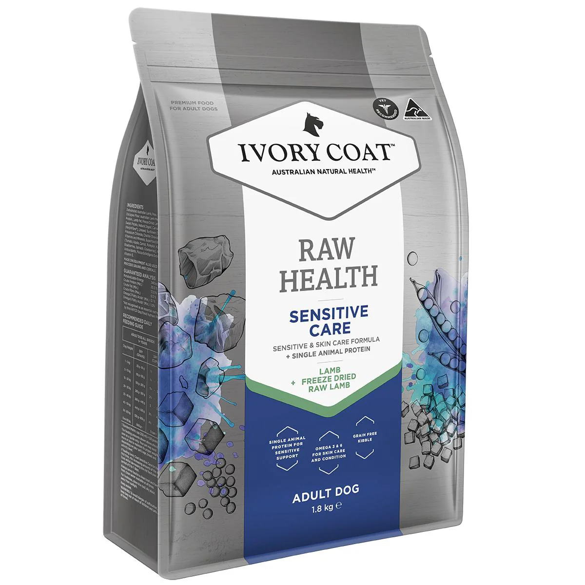 Ivory Coat Raw Health Adult Dog Sensitive Dry Food with Freeze Dried Lamb Pieces 1.8kg - Image 2