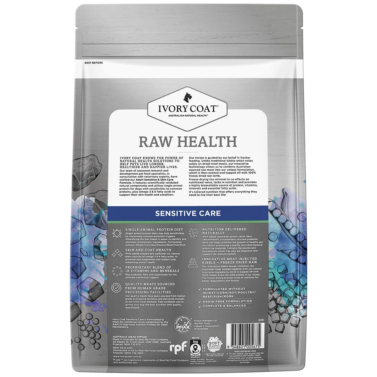 Ivory Coat Raw Health Adult Dog Sensitive Dry Food with Freeze Dried Lamb Pieces 1.8kg - Image 3