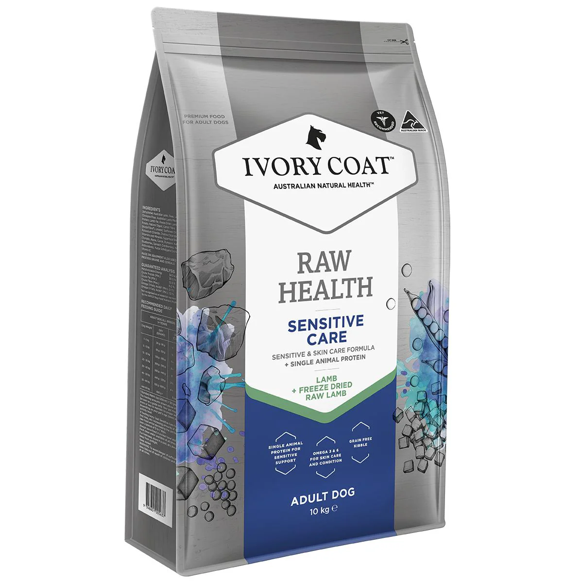 Ivory Coat Raw Health Adult Dog Sensitive Dry Food with Freeze Dried Lamb Pieces 10kg - Image 2