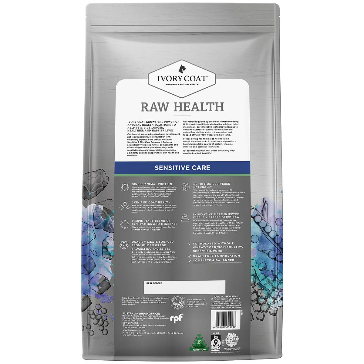 Ivory Coat Raw Health Adult Dog Sensitive Dry Food with Freeze Dried Lamb Pieces 10kg - Image 3