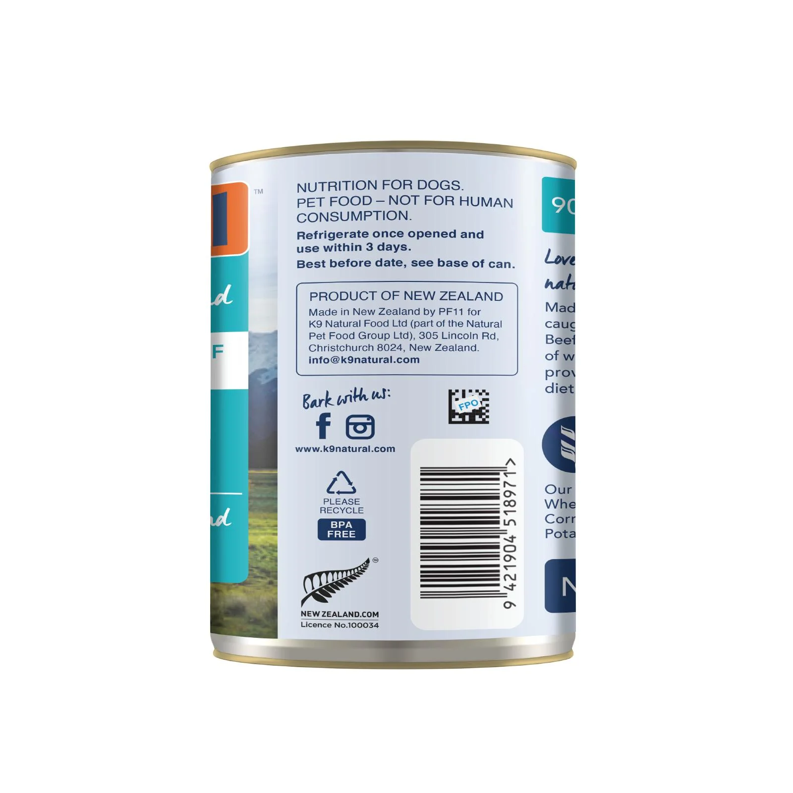 K9 Natural Hoki and Beef Feast Wet Dog Food 370g - Image 4