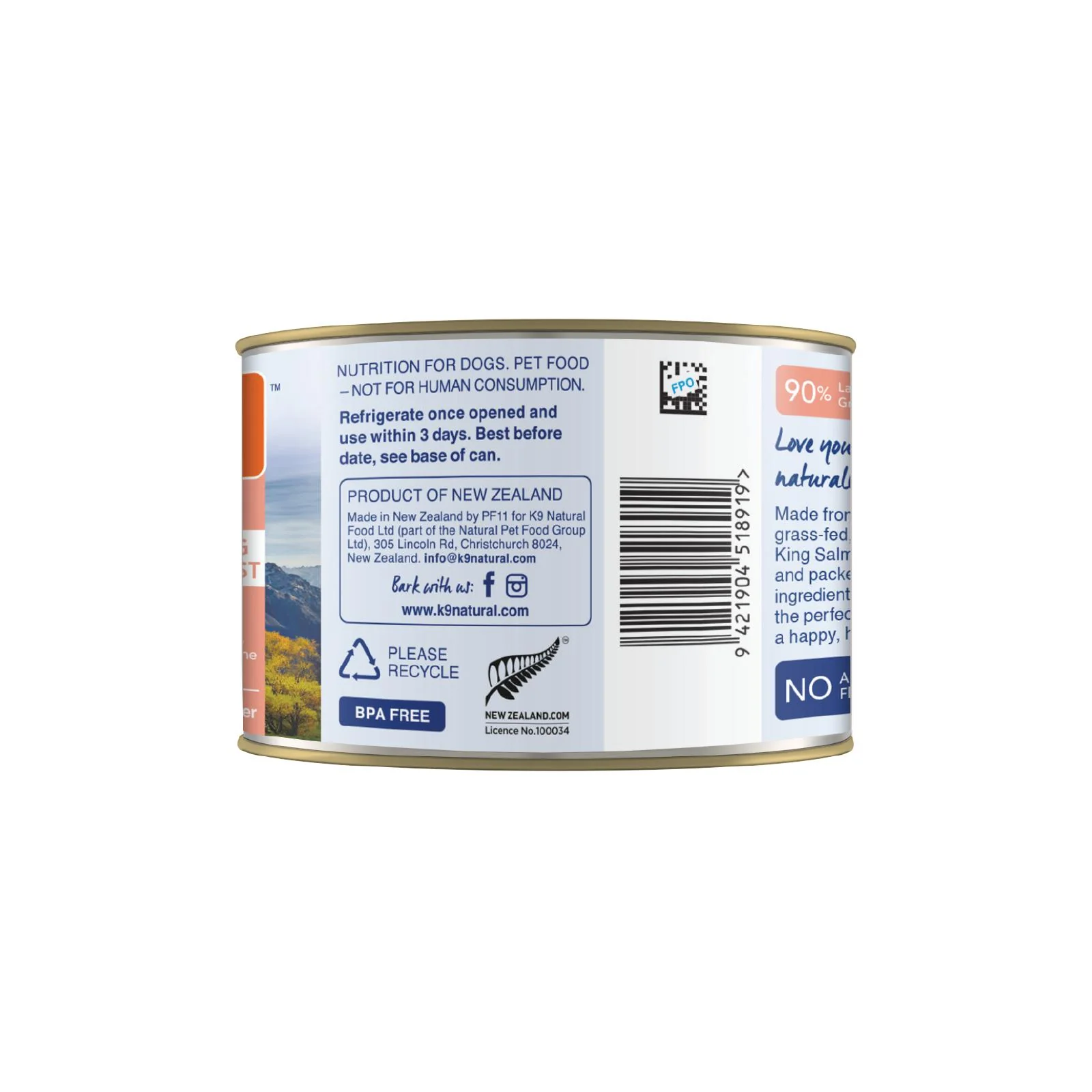 K9 Natural Lamb and King Salmon Feast Wet Dog Food 170g - Image 2
