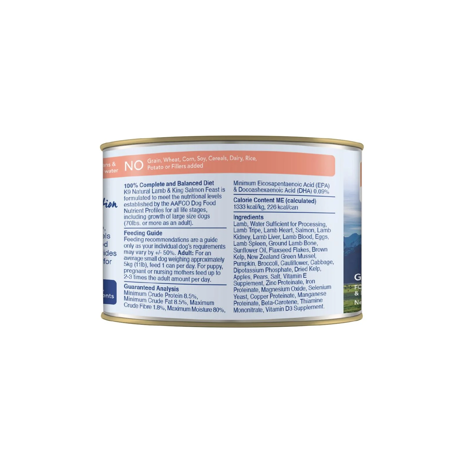 K9 Natural Lamb and King Salmon Feast Wet Dog Food 170g - Image 4