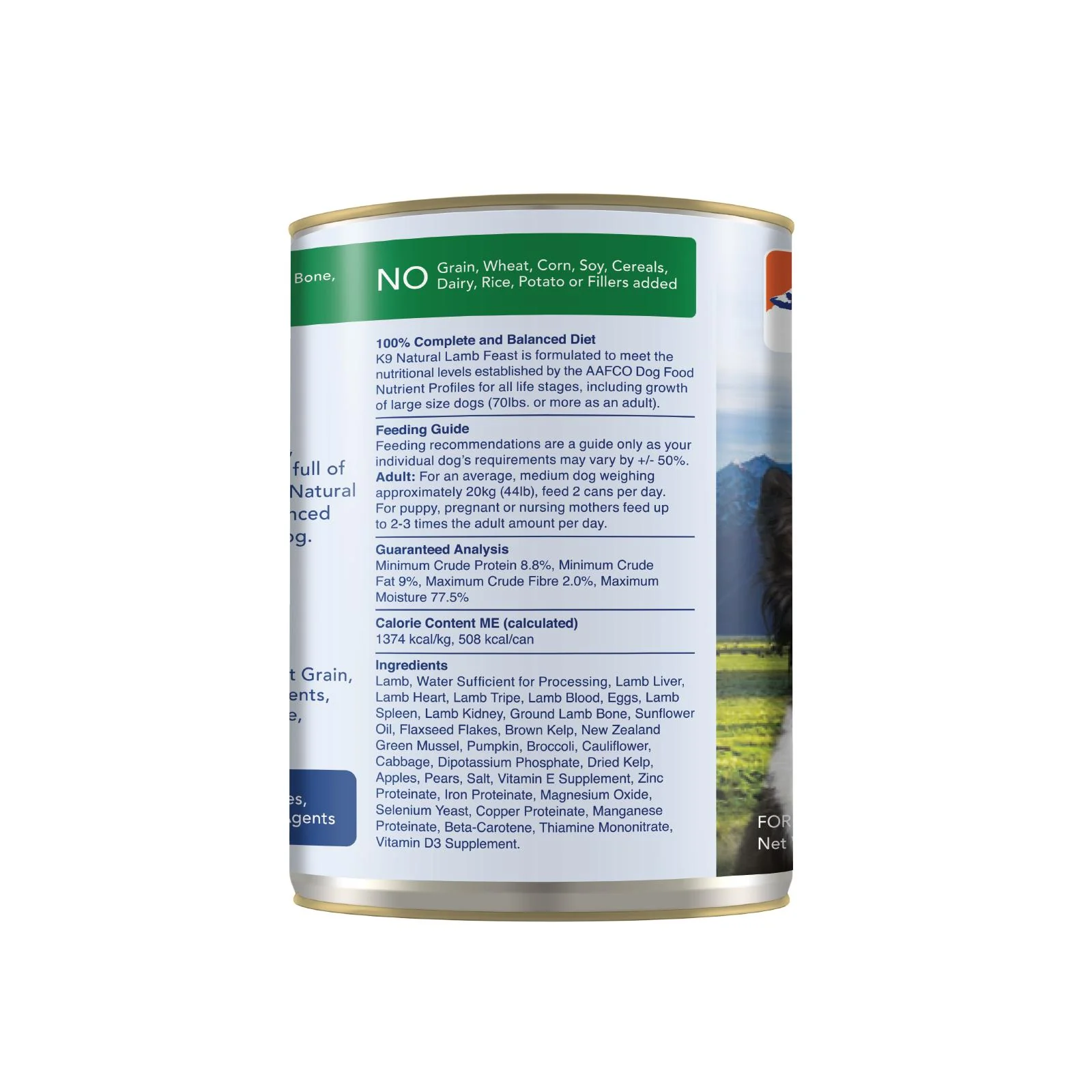 K9 Natural Lamb Feast Wet Dog Food 370g x 12 - Image 3