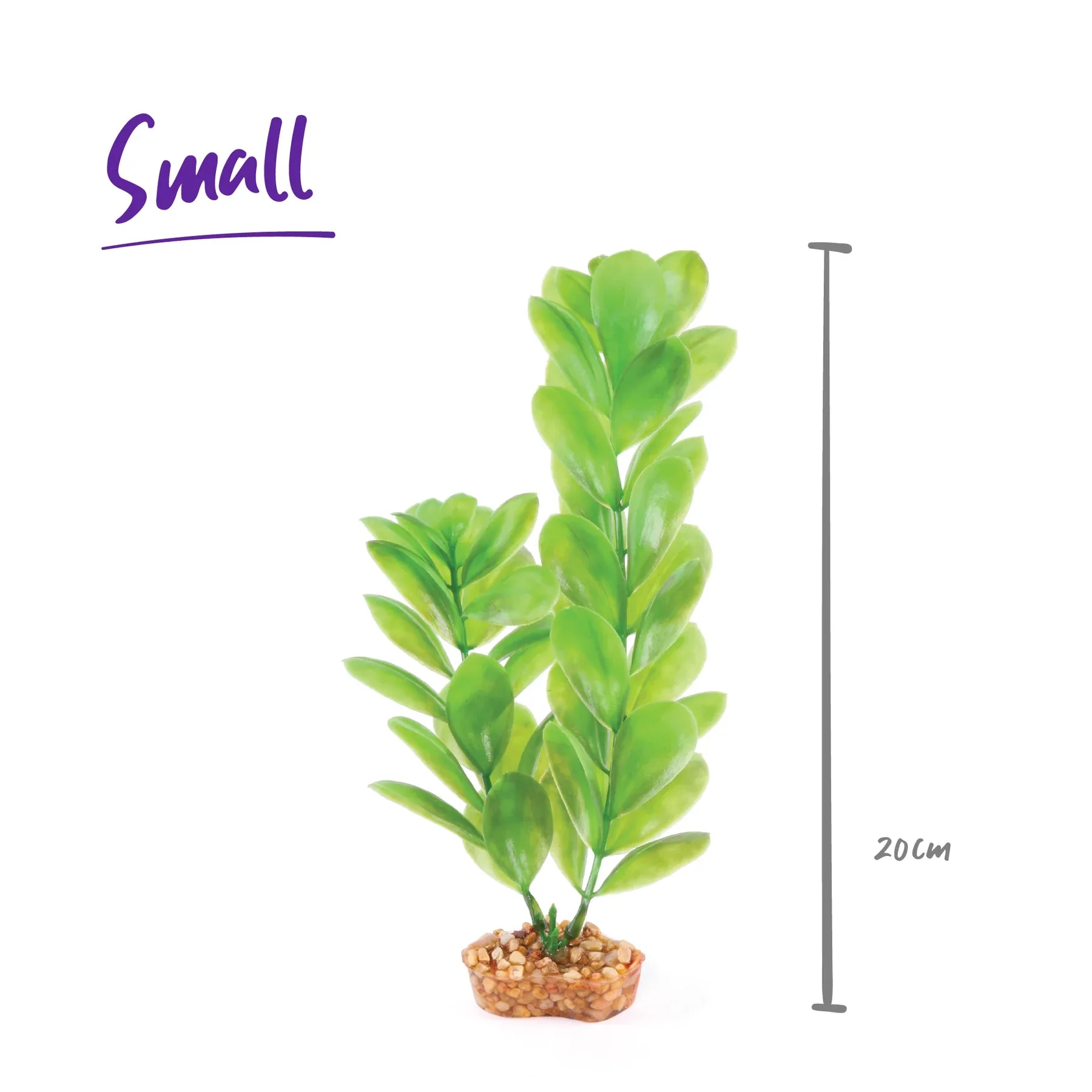 Kazoo Aquarium Artificial Plant Green with Large Leaves 20cm - Image 2
