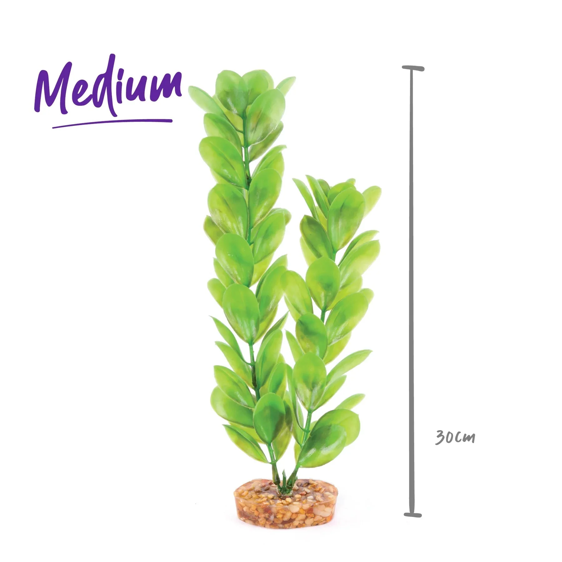 Kazoo Aquarium Artificial Plant Green with Large Leaves 30cm - Image 2