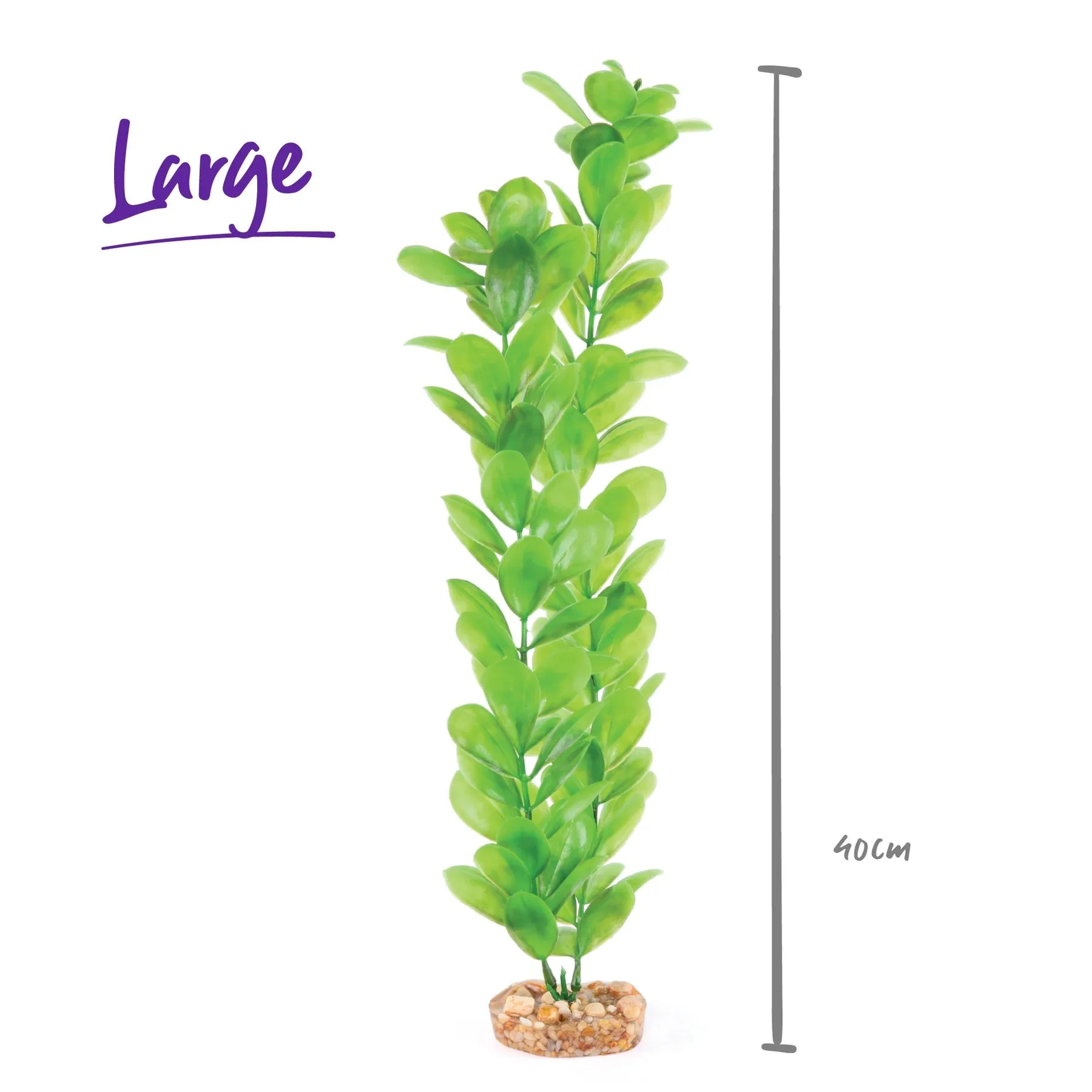 Kazoo Aquarium Artificial Plant Green with Large Leaves 40cm - Image 2