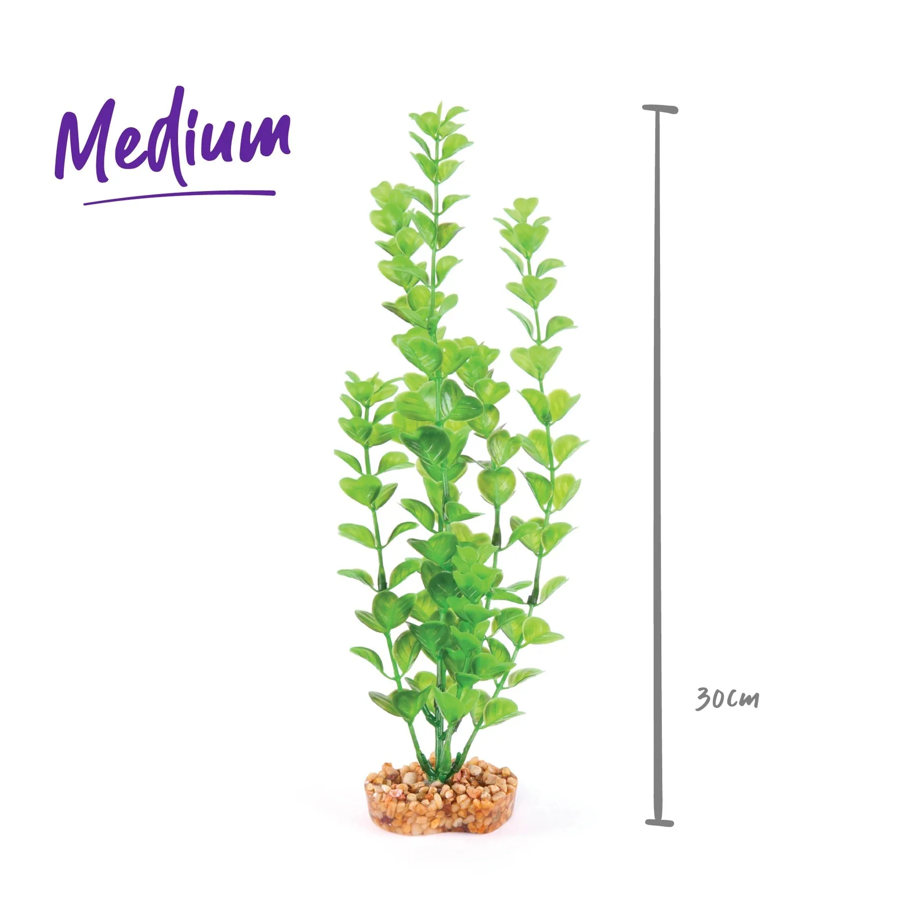 Kazoo Aquarium Artificial Plant Green with Medium Leaves 30cm - Image 2