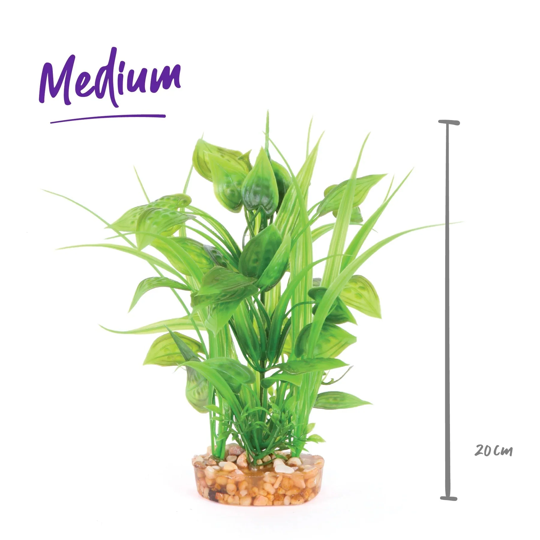 Kazoo Aquarium Artificial Plant Green with Thin Leaves and Spots Medium - Image 2