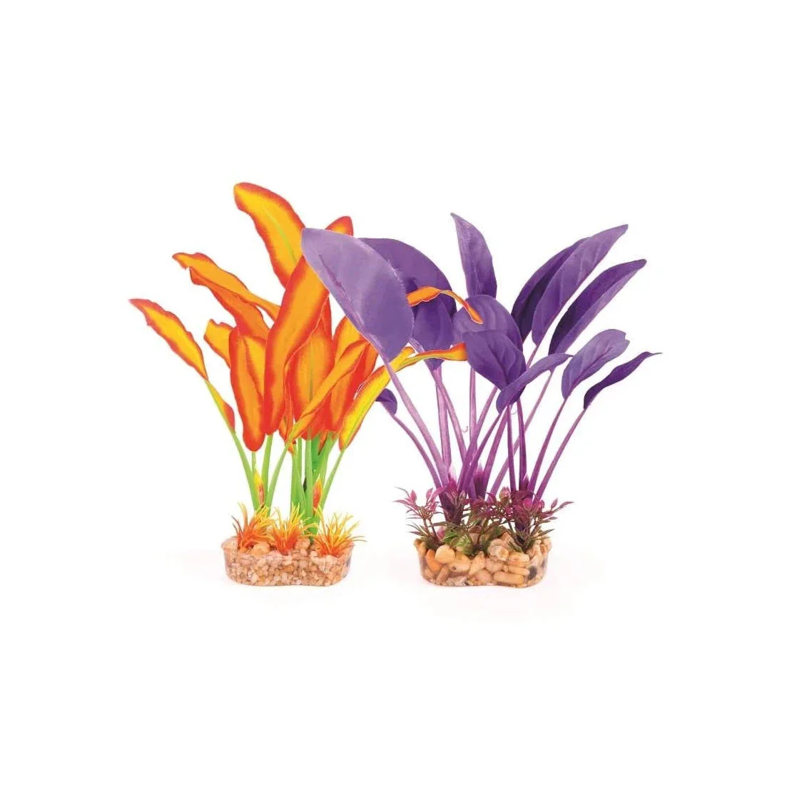 Kazoo Aquarium Artificial Plant Purple or Orange Silk with Thin Leaves Small - Image 2