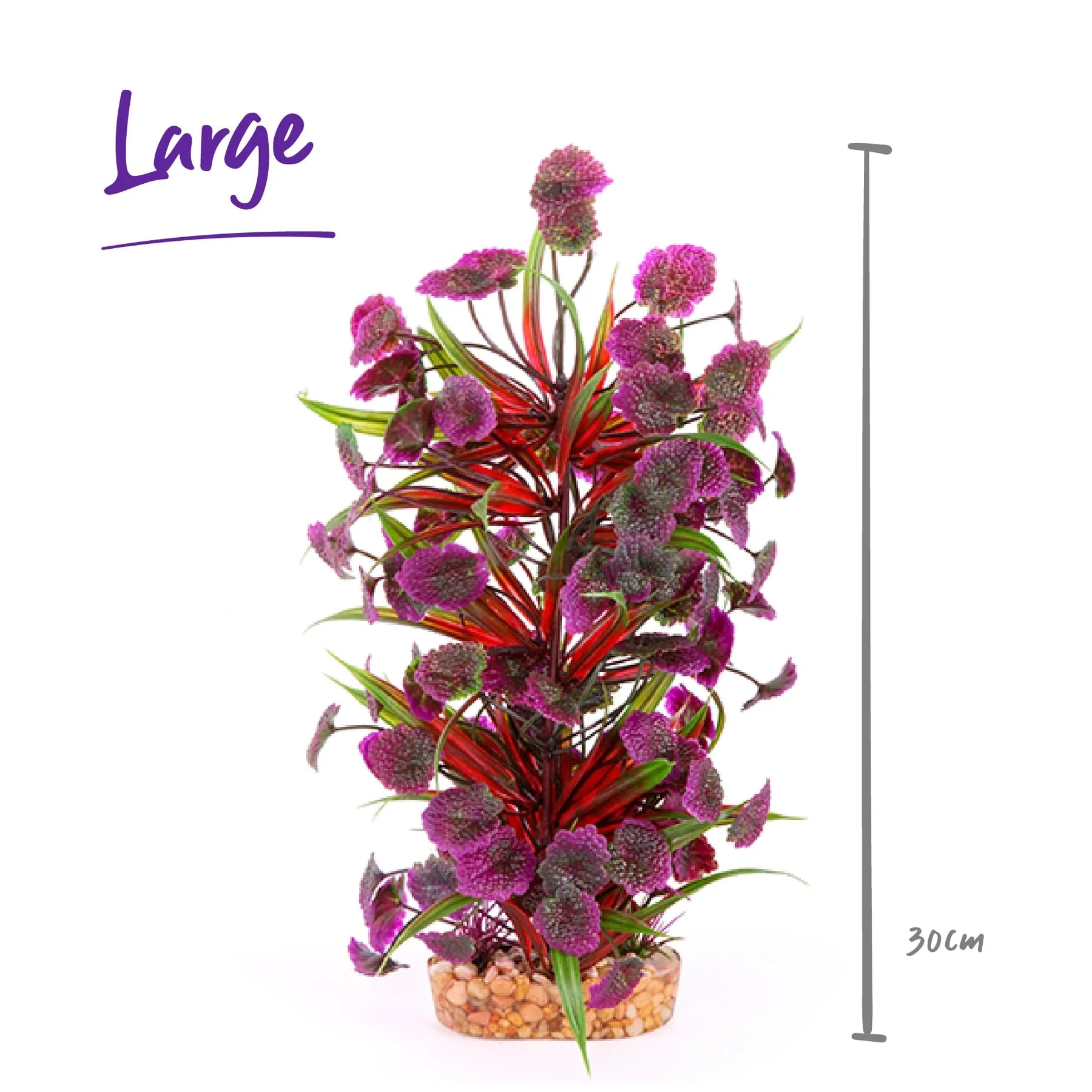 Kazoo Aquarium Artificial Plant with Thin Leaves and Maroon Flowers Large - Image 2