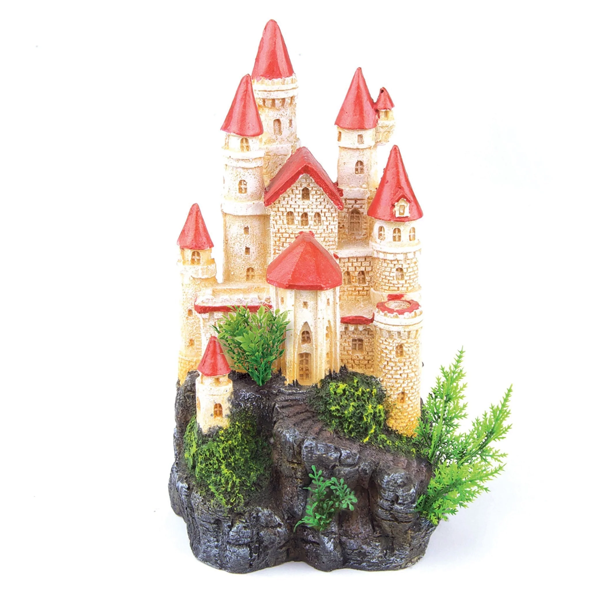 Kazoo Castle with Red Roof Fish Tank Ornament
