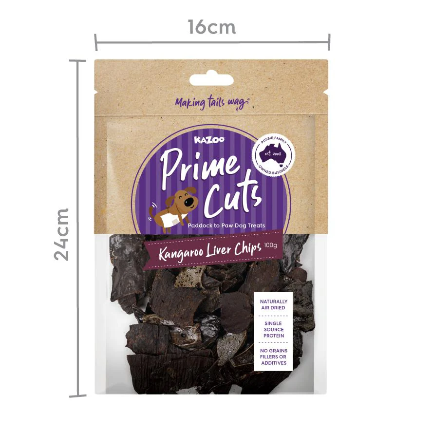 Kazoo Prime Cuts Kangaroo Liver Chips Dog Treats 100g - Image 5