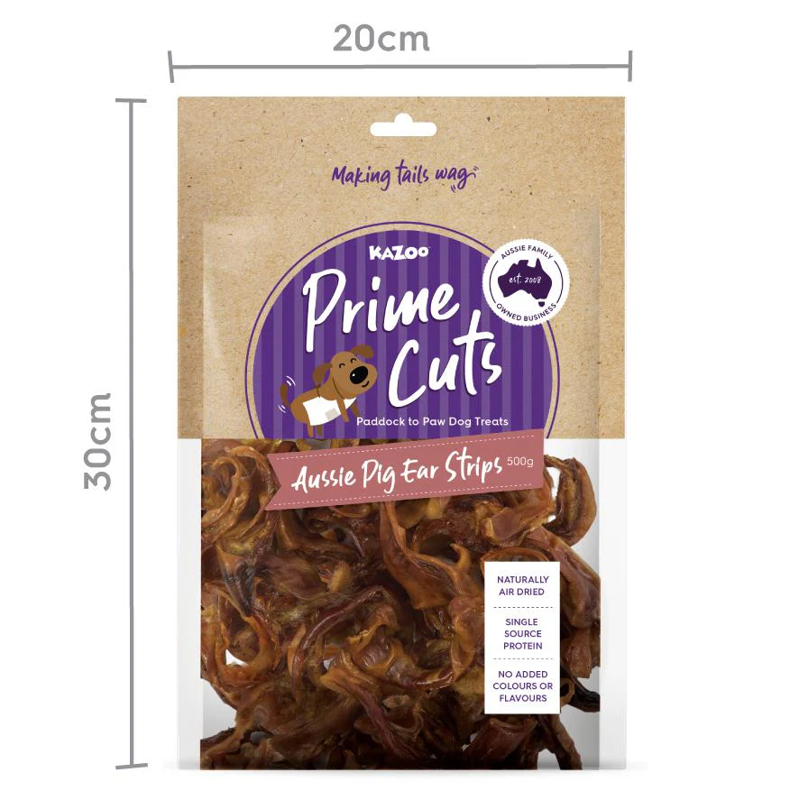 Kazoo Prime Cuts Pigs Ear Strips Dog Treats 500g - Image 3