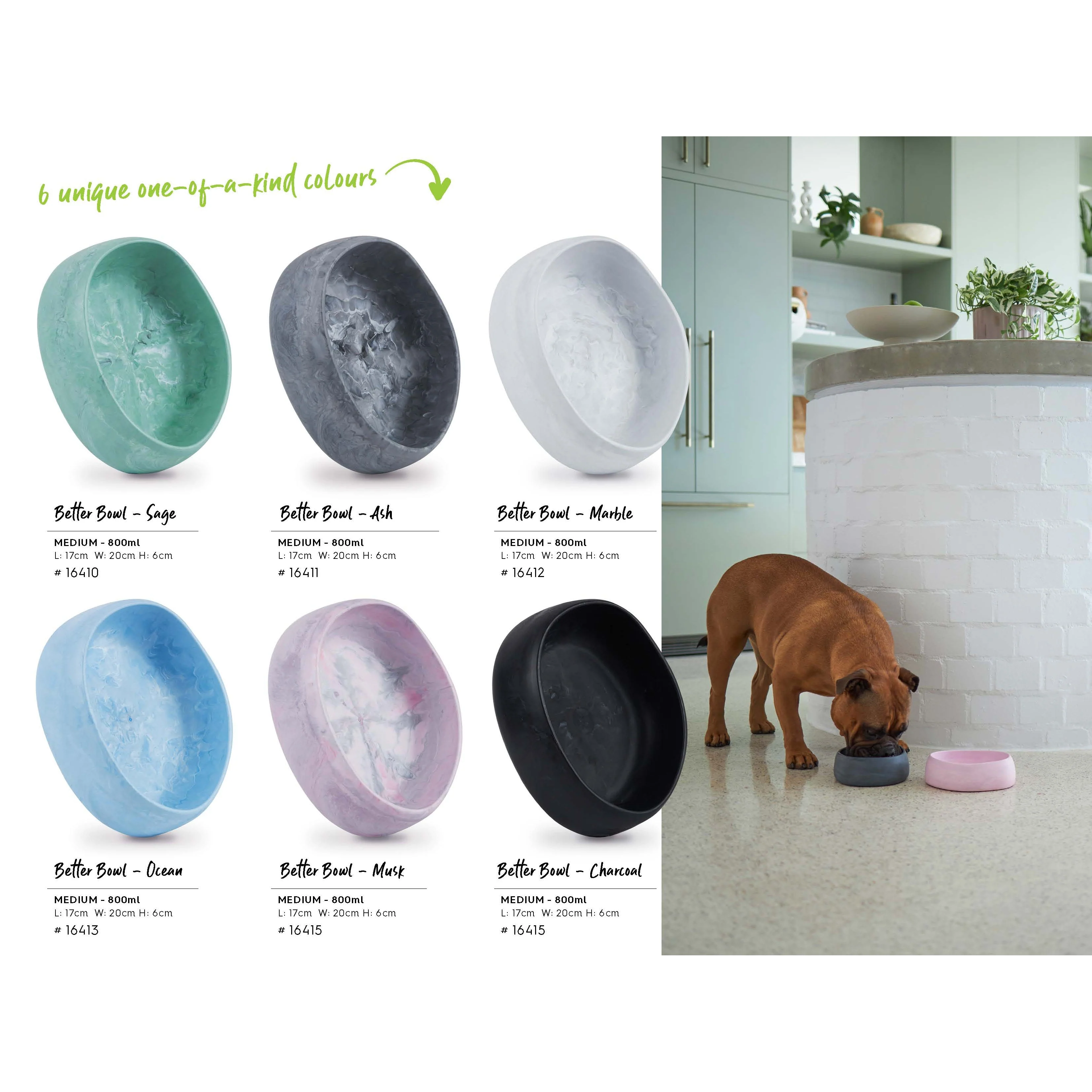 Kazoo The Better Bowl Recycled Plastic Ergonomic Dog and Cat Bowl Ocean - Image 3