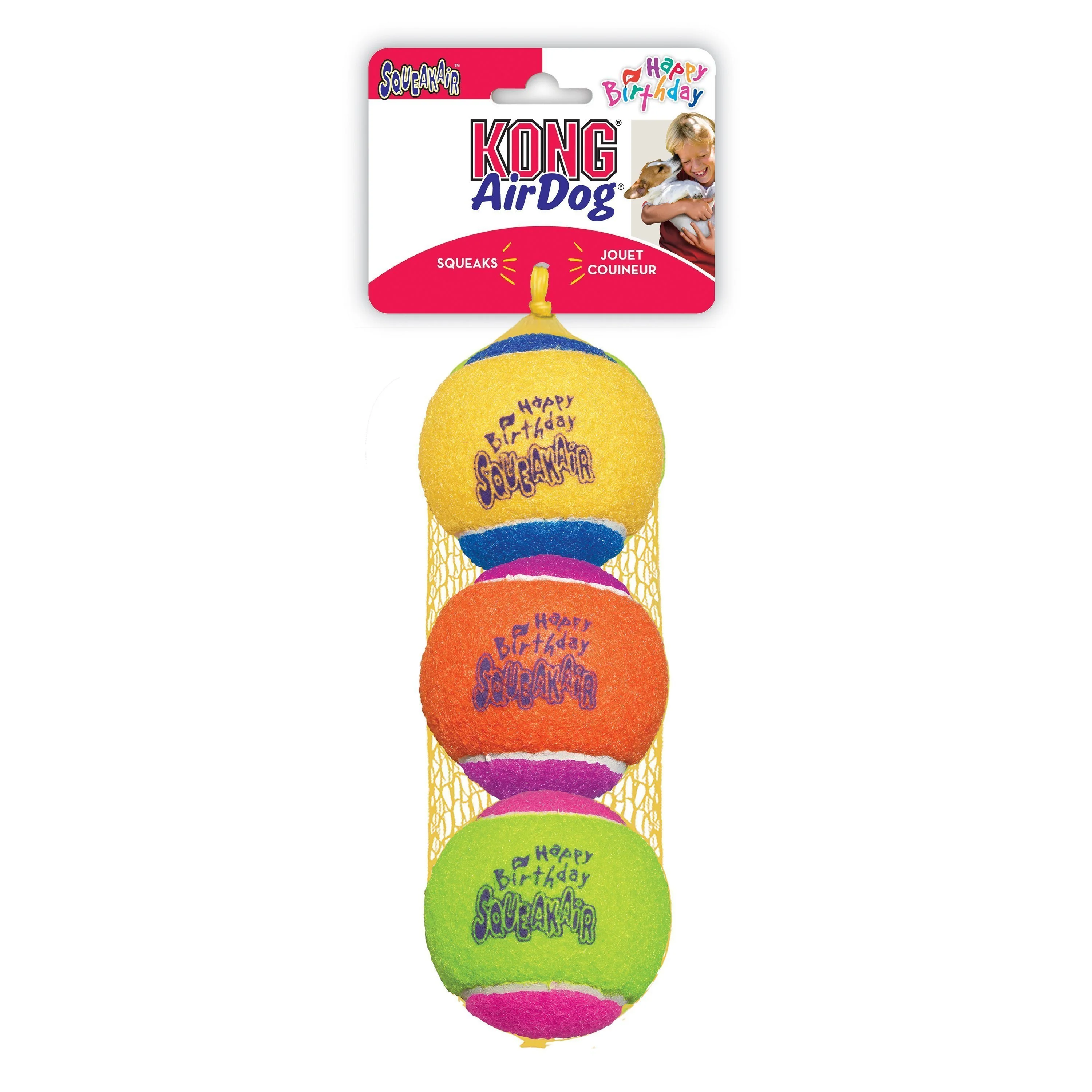 KONG Airdog Squeaker Birthday Balls Dog Toy 3 Pack - Image 2