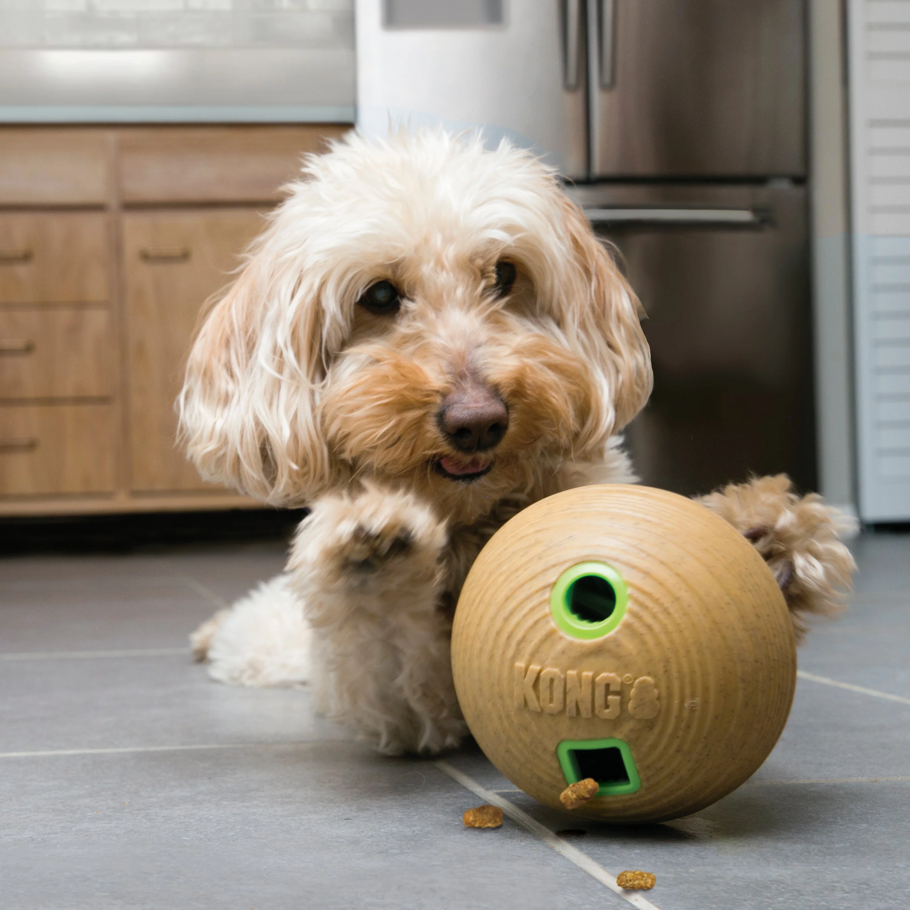KONG Bamboo Feeder Ball Medium Dog Toy - Image 4