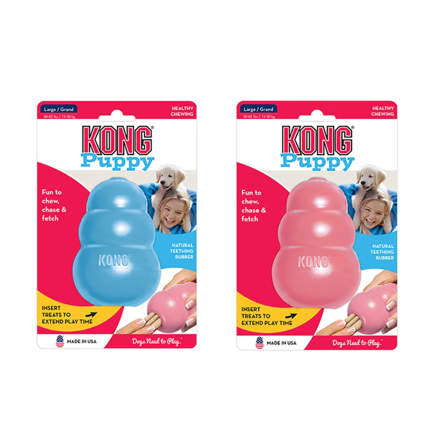 KONG Puppy Large Dog Toy Easy Treat and Cleaning Brush Bundle - Image 2