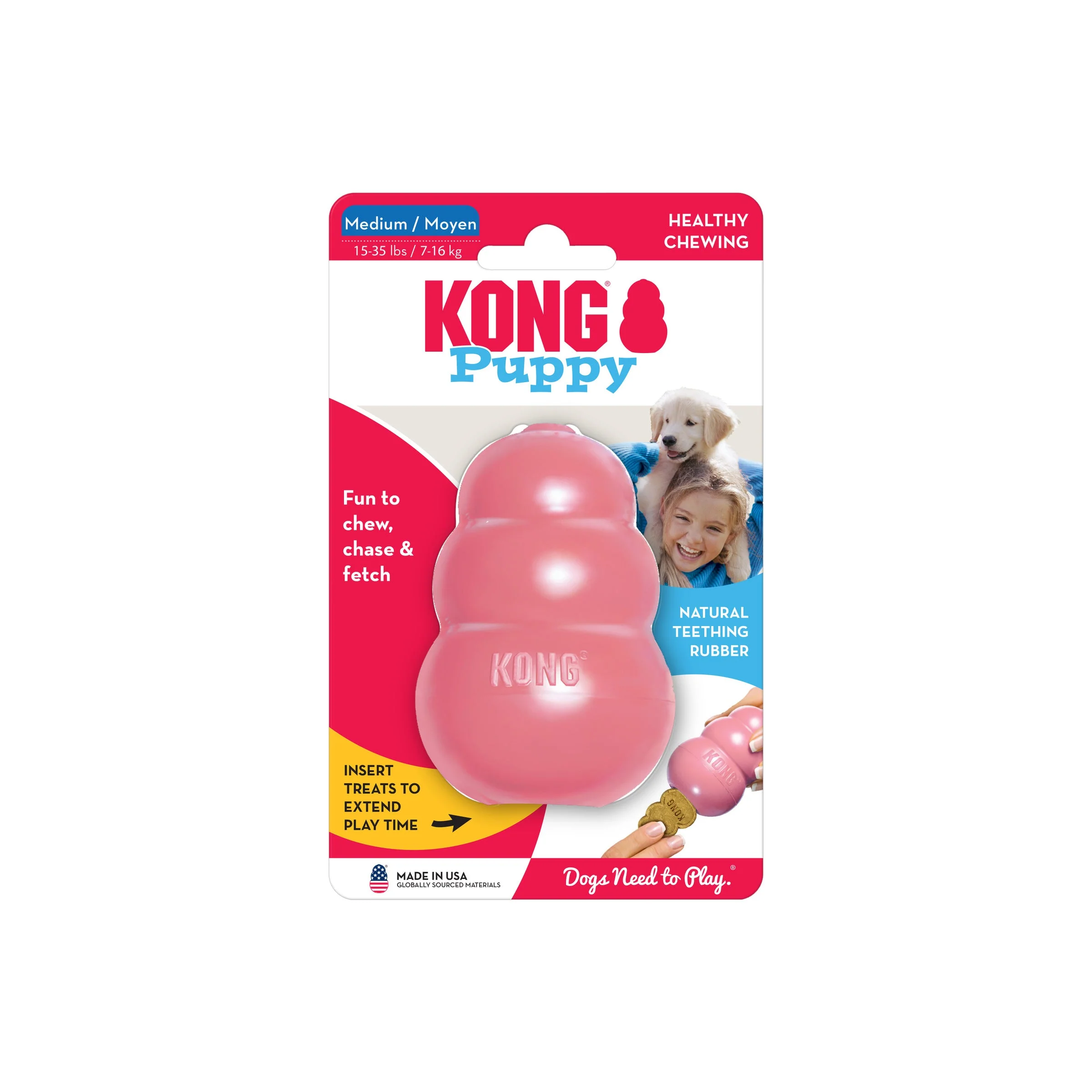 KONG Puppy Medium Dog Toy Easy Treat and Cleaning Brush Bundle - Image 2
