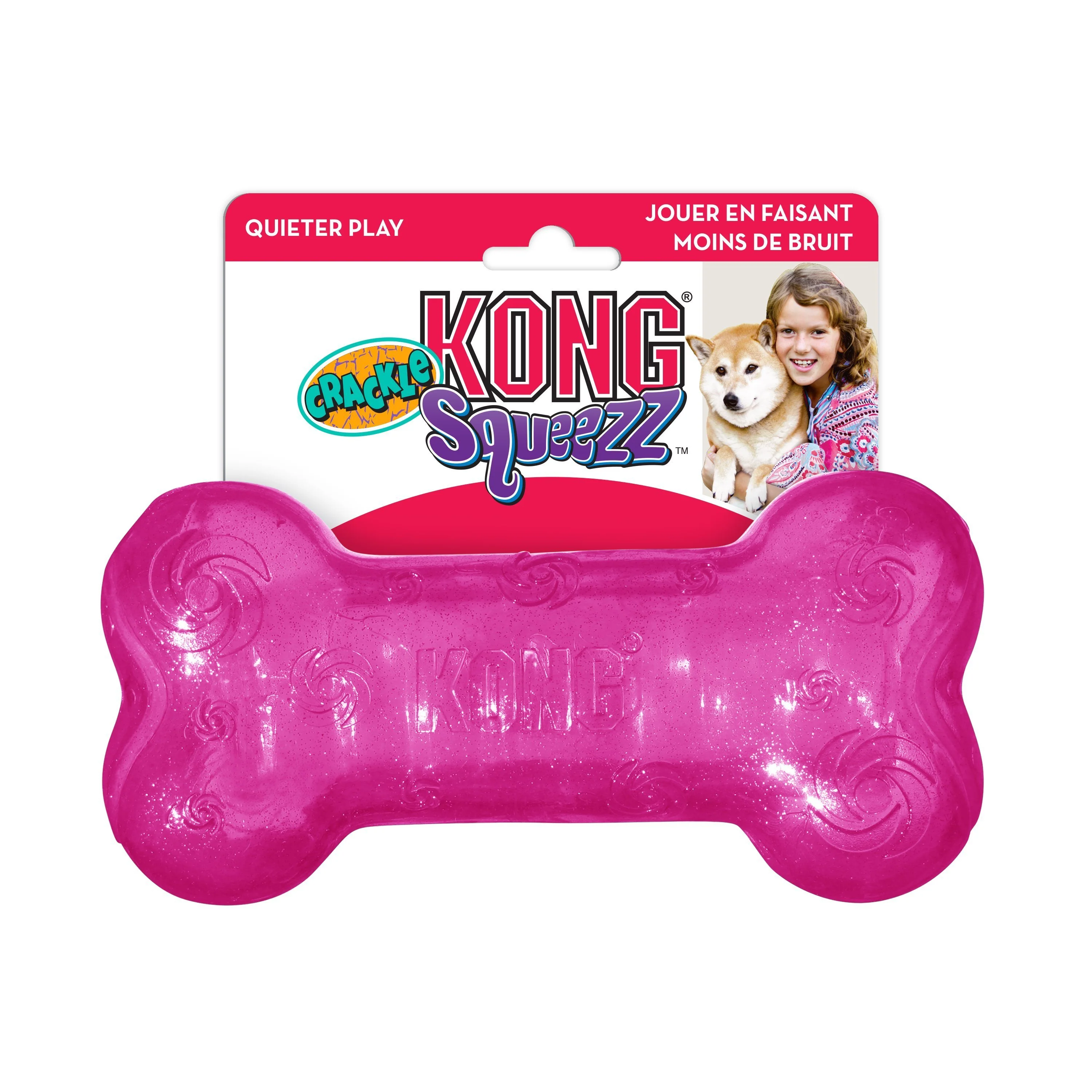KONG Squeezz Crackle Bone Large Dog Toy - Image 2
