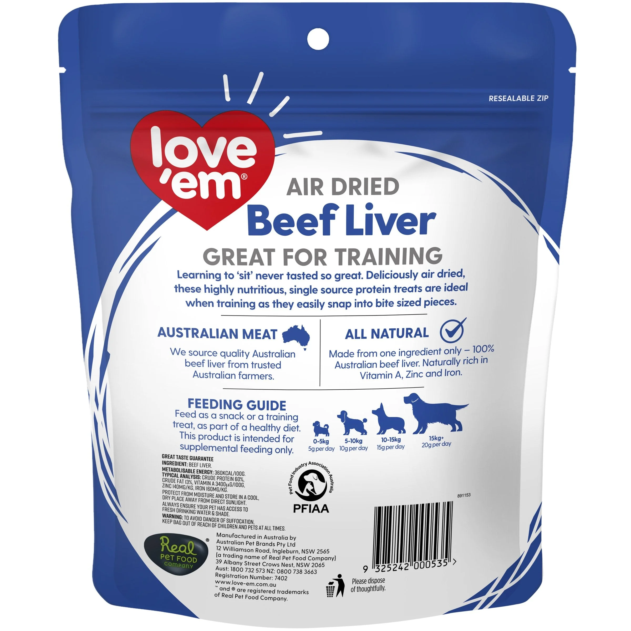 Love Em Air Dried Beef Liver Dog Treats 200g - Image 2