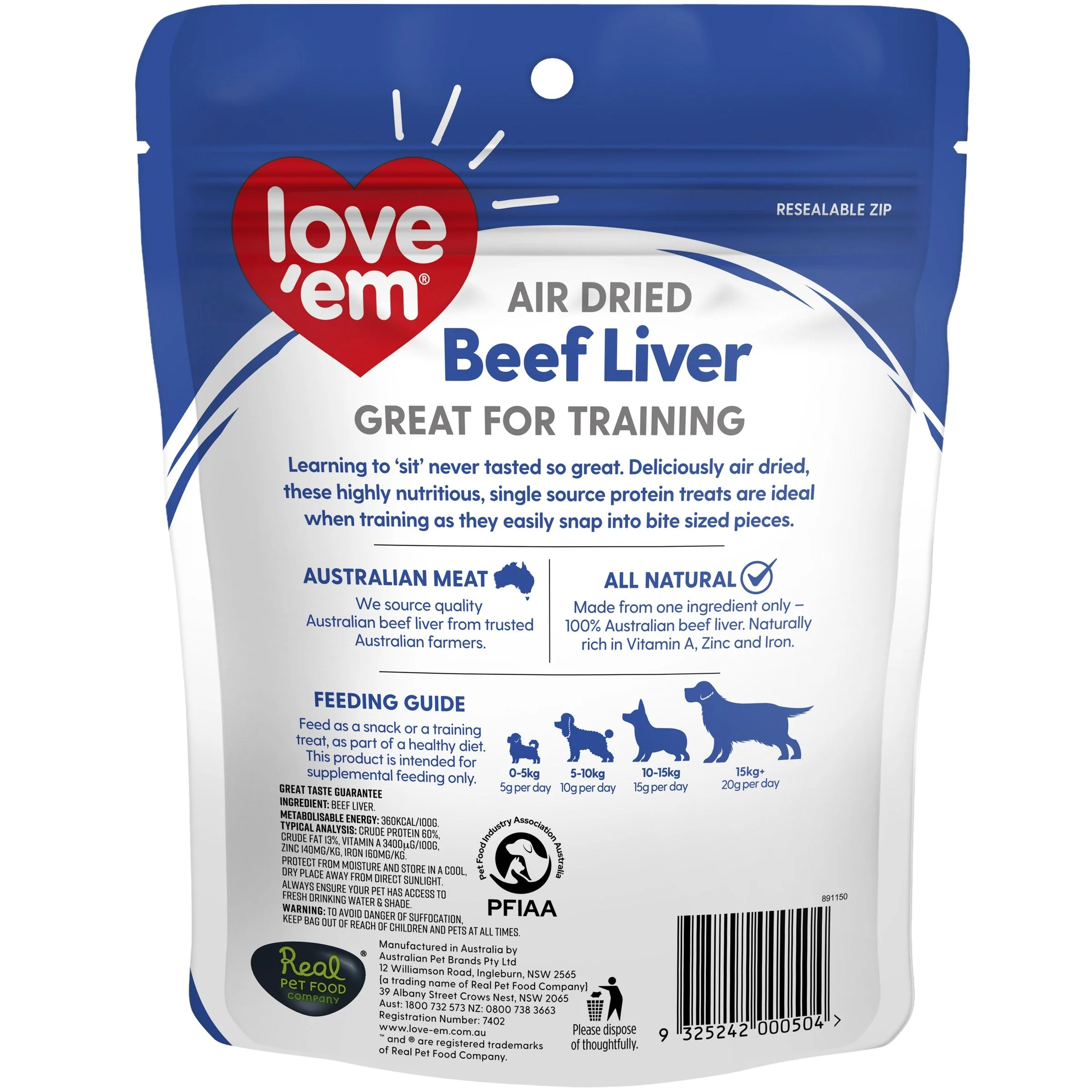 Love Em Air Dried Beef Liver Dog Treats 90g - Image 2