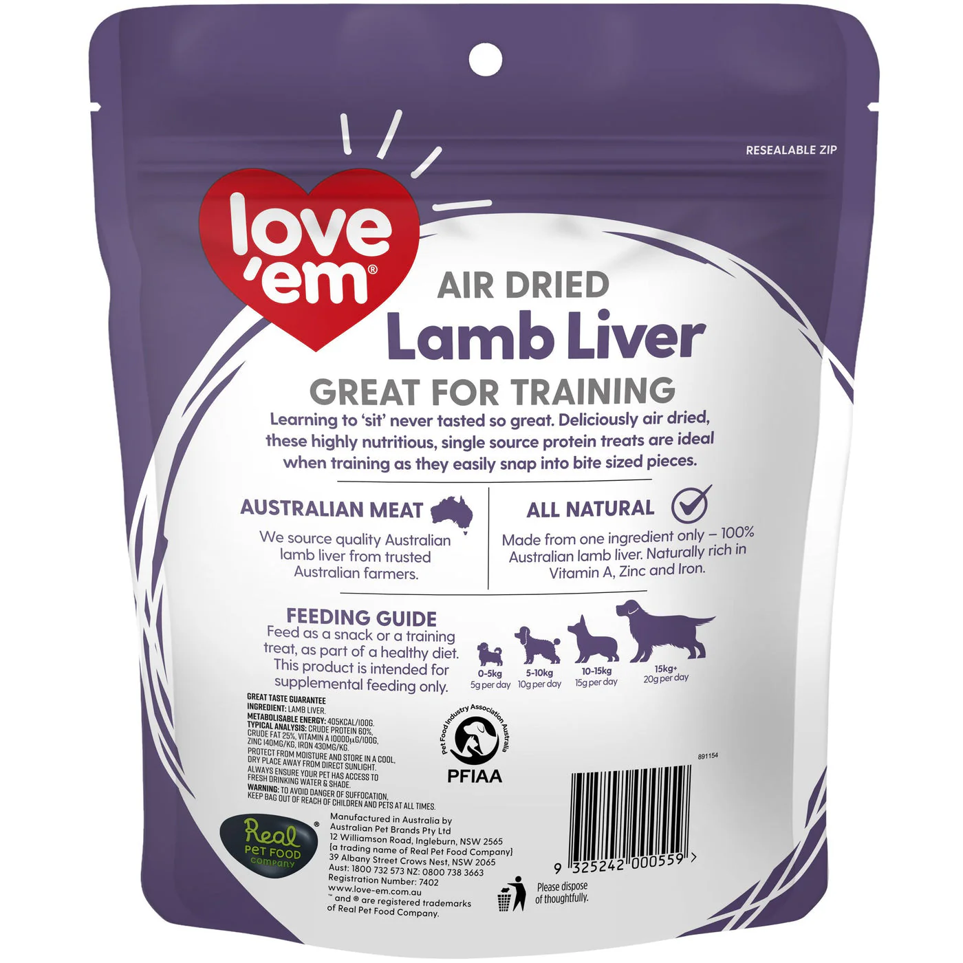 Love Em Air Dried Lamb Liver Dog Treats 200g x 4 - Image 2