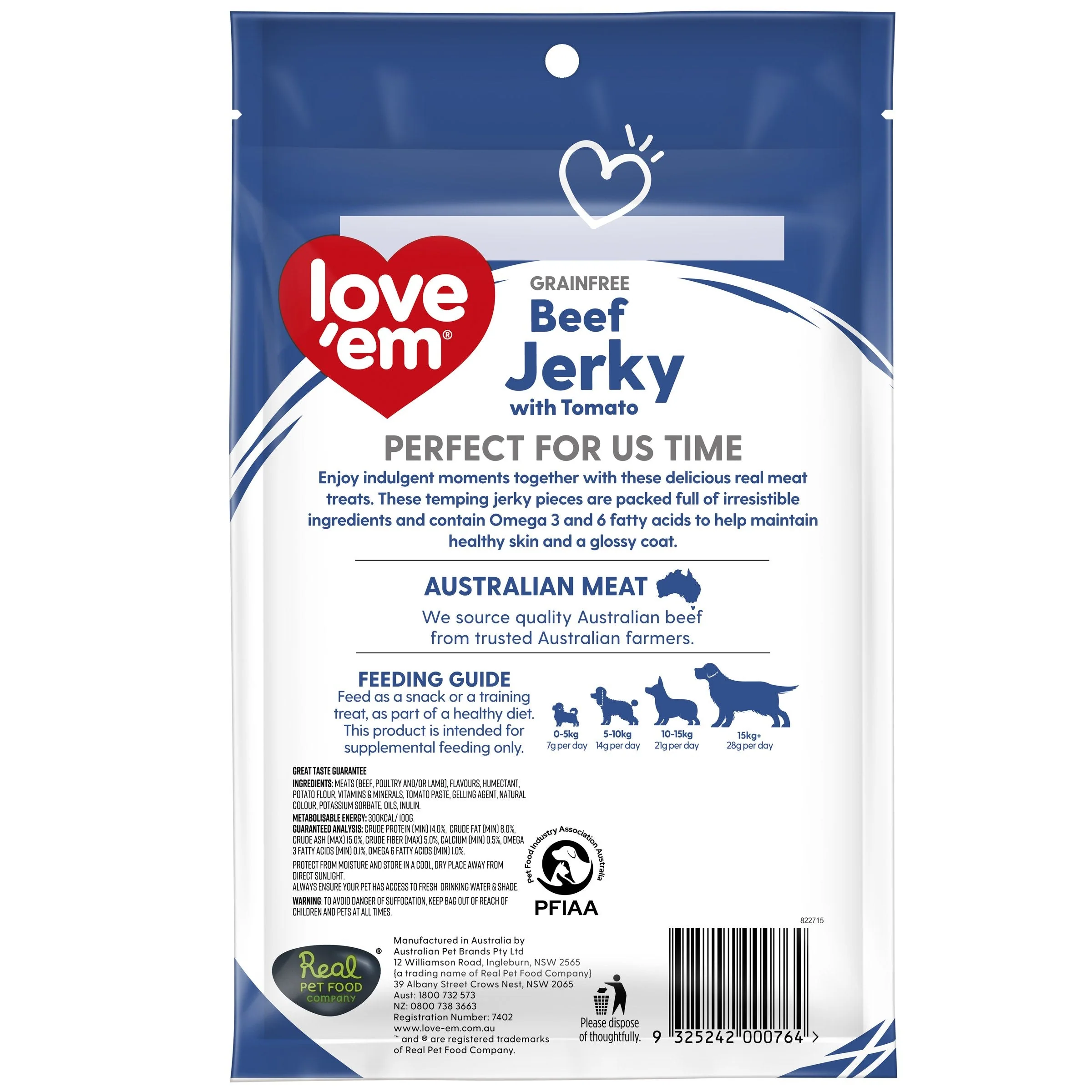 Love Em Beef & Tomato Jerky Dog Treats 200g - Image 2