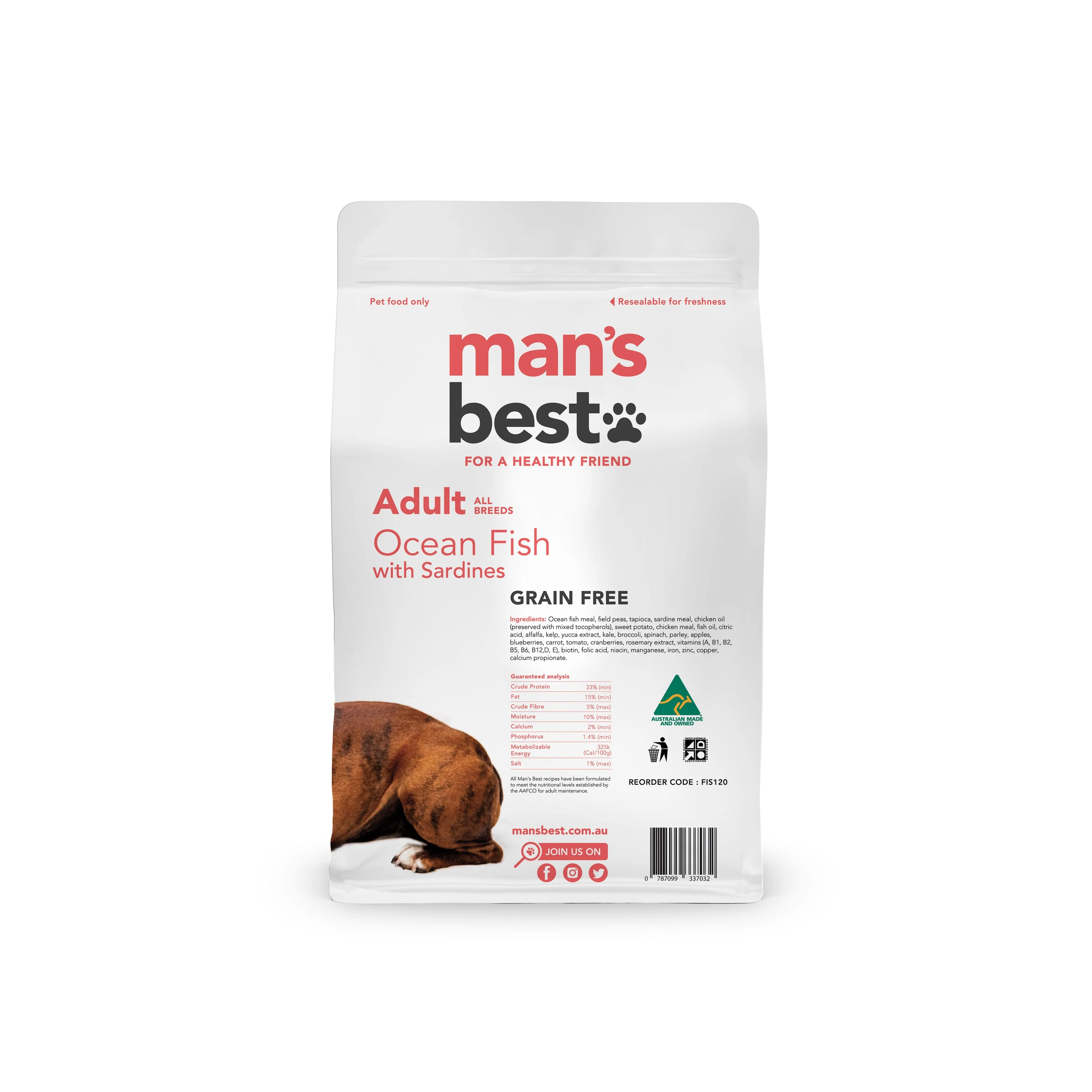 Mans Best Adult Premium Grain Free Ocean Fish Dry Dog Food 2kg - Image 2