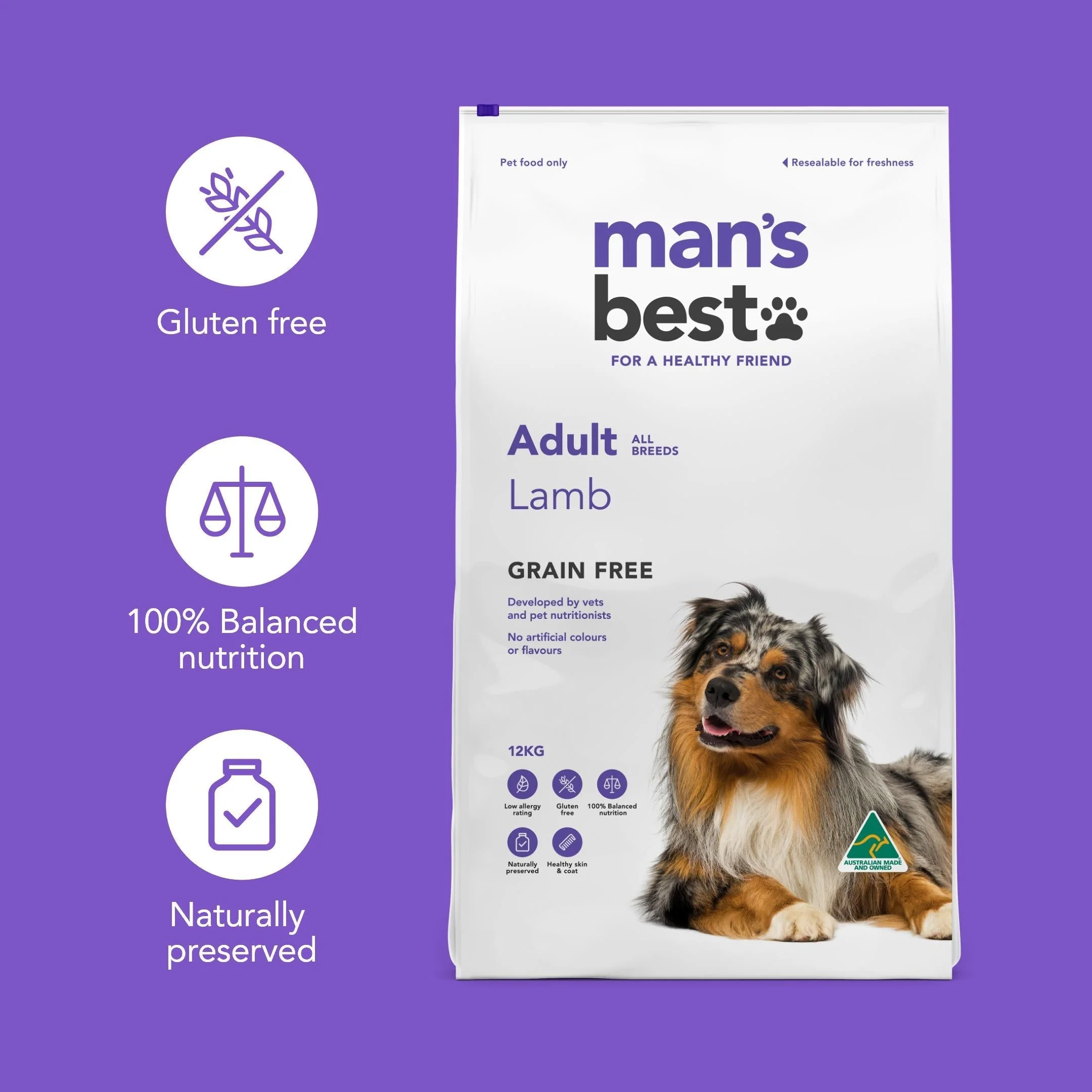 Mans Best Adult Premium Grain Free Lamb Dry Dog Food 12kg - Image 8