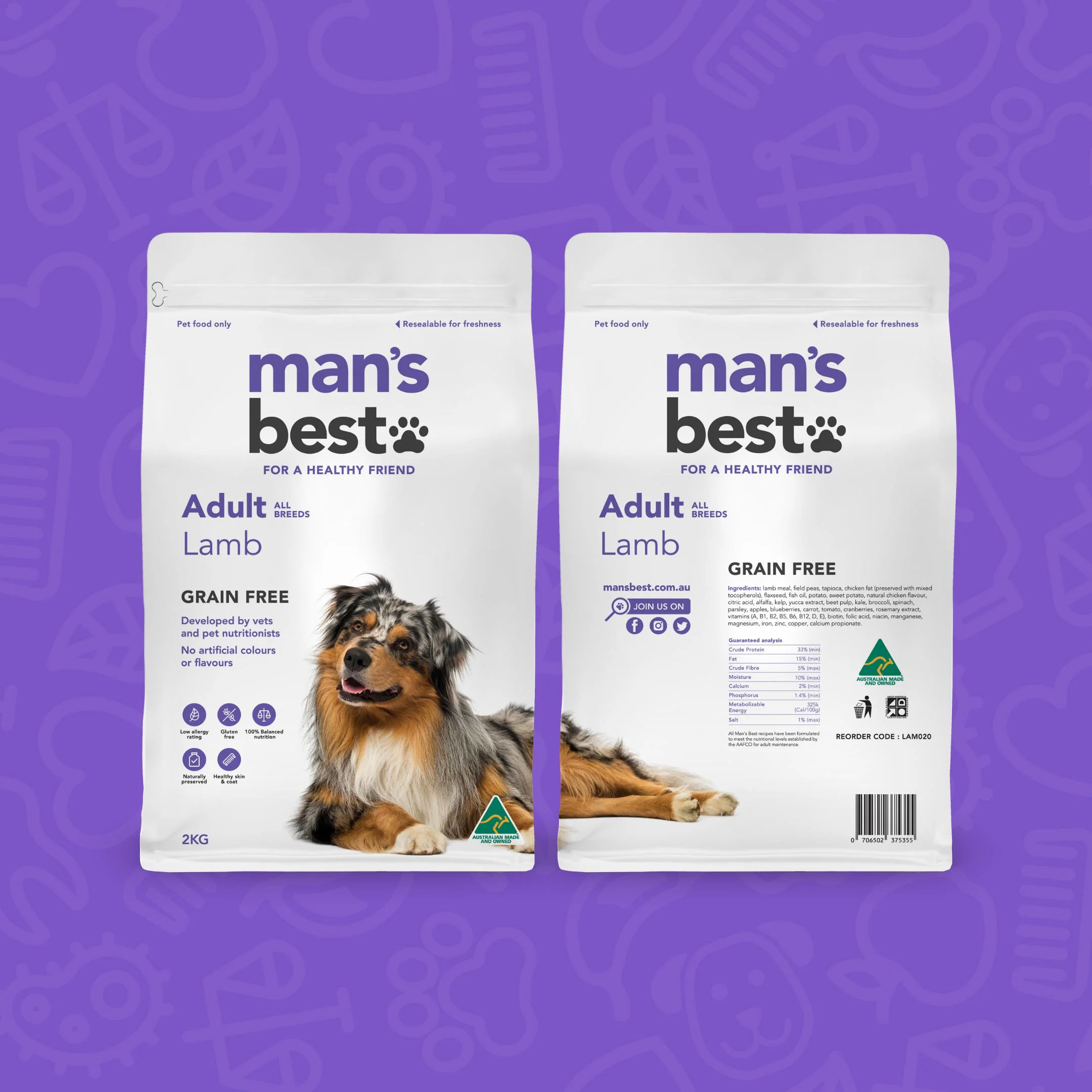 Mans Best Adult Premium Grain Free Lamb Dry Dog Food 2kg - Image 9