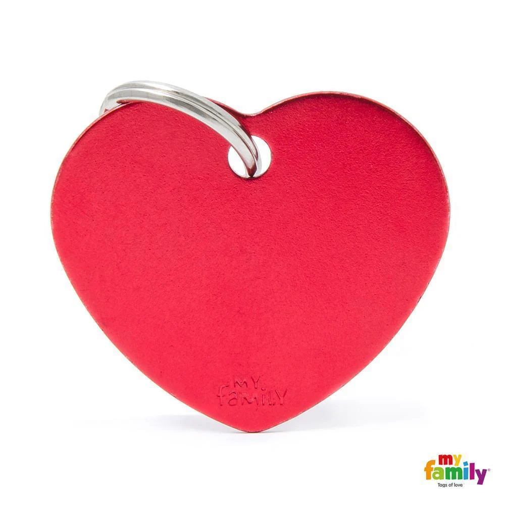 My Family Basic Heart Large Red Dog Tag with Free Engraving
