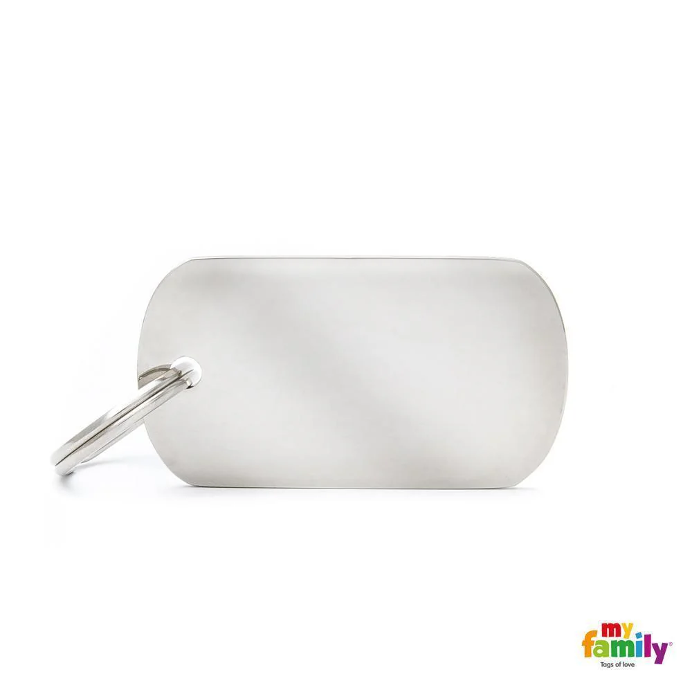 My Family Basic Military Small Chrome Dog Tag with Free Engraving