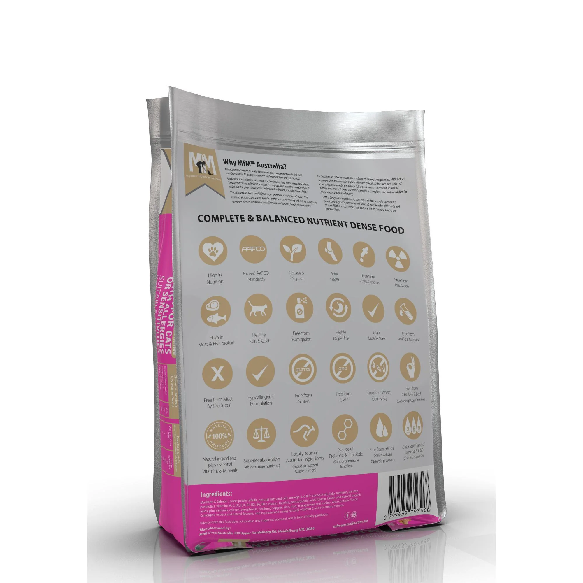 Meals for Meows Grain Free Mackerel and Salmon Dry Cat Food 9kg - Image 2