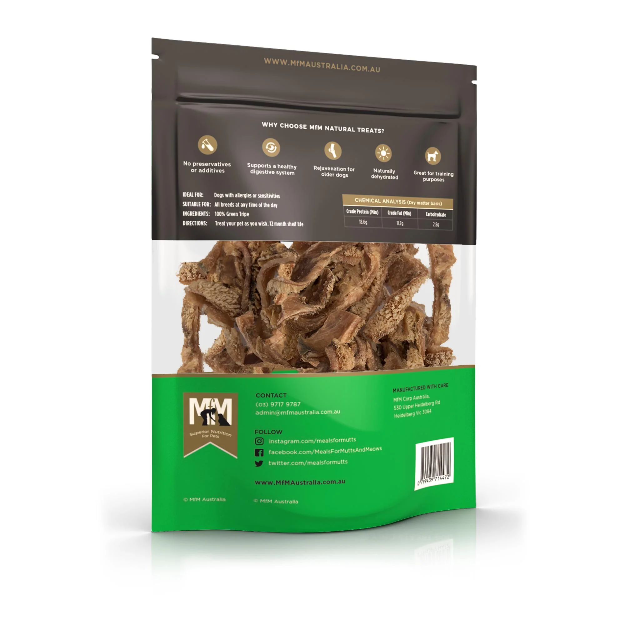 Meals for Mutts Green Tripe Dog Treats 200g - Image 2