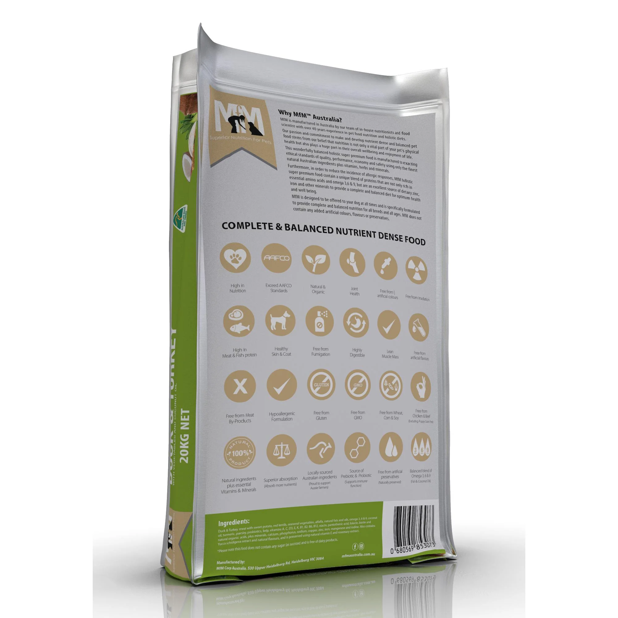 Meals for Mutts Grain Free Duck and Turkey Dry Dog Food 20kg - Image 2