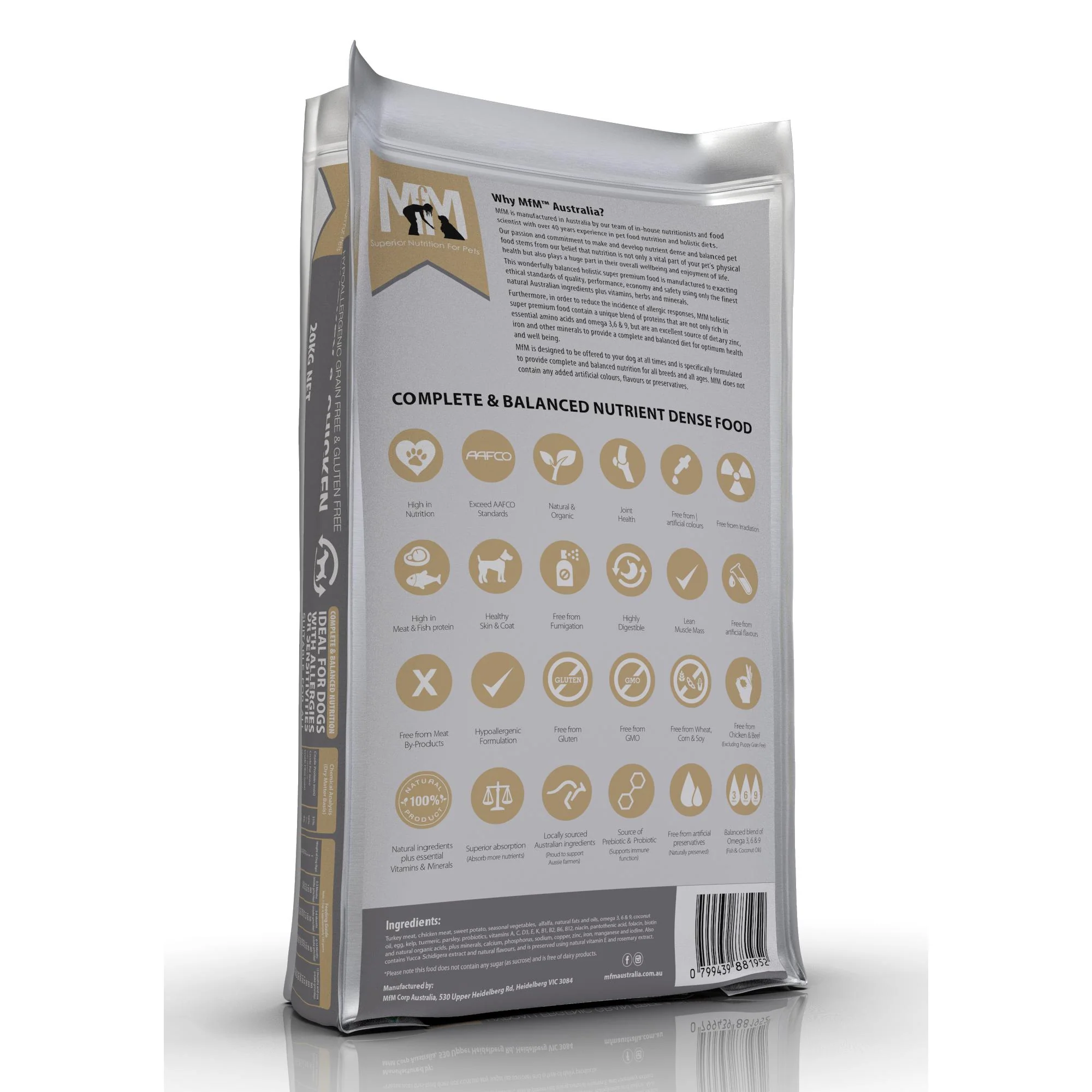 Meals for Mutts Puppy Grain Free Turkey and Chicken Dry Dog Food 20kg - Image 2