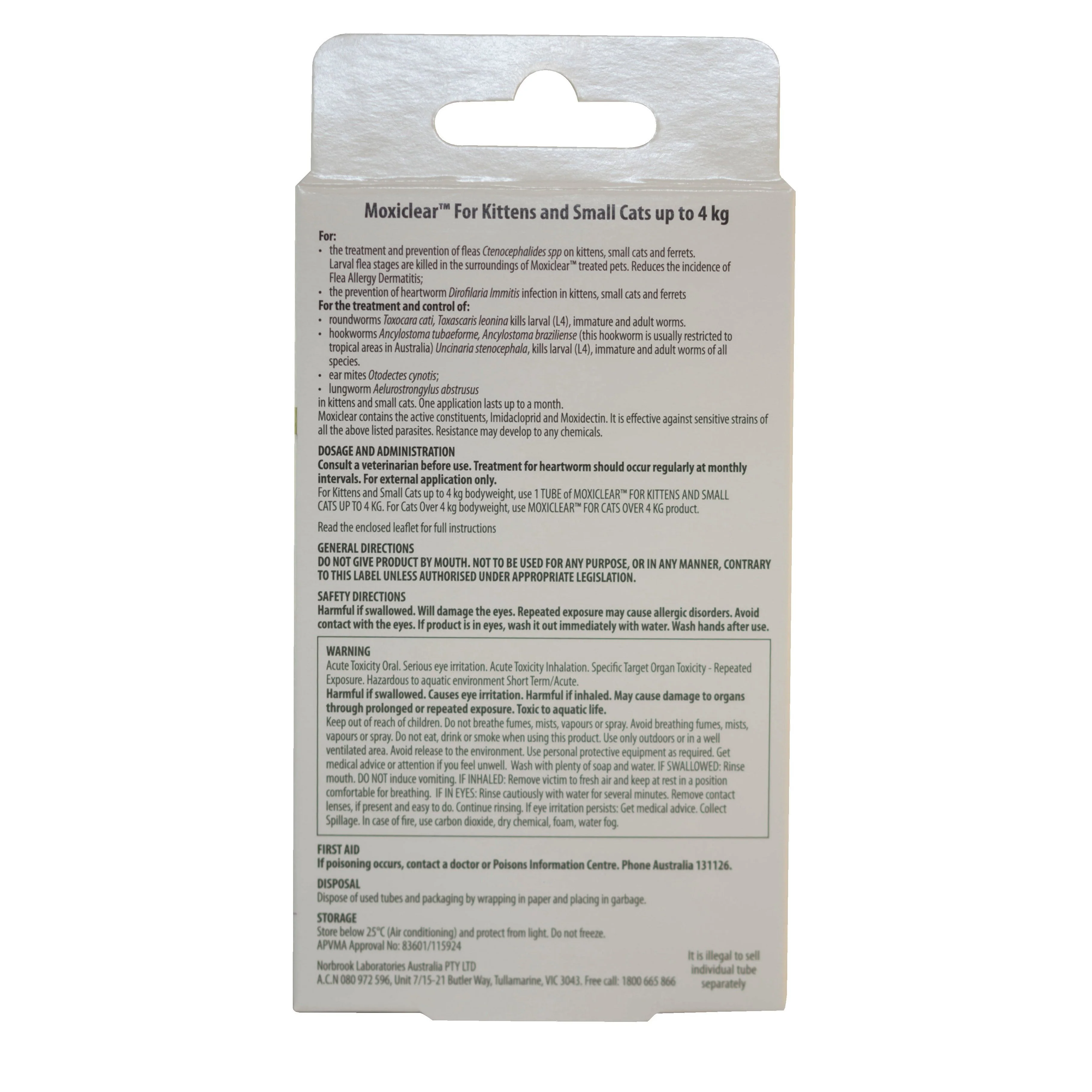 Moxiclear Flea and Worming Treatment for Kittens and Small Cats up to 4kg 6 Pack - Image 3
