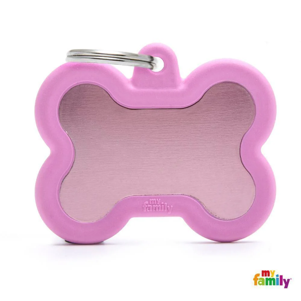 My Family Hushtag Bone Pink Dog Tag with Free Engraving