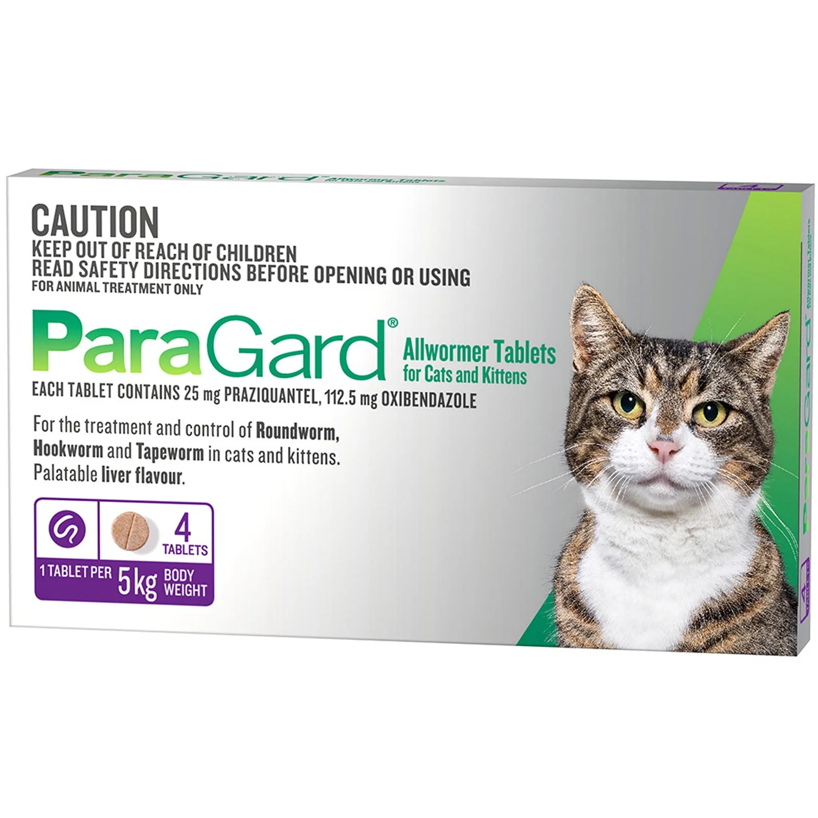 ParaGard Allwormer Tablets for Cats and Kittens 5kg 4 Pack