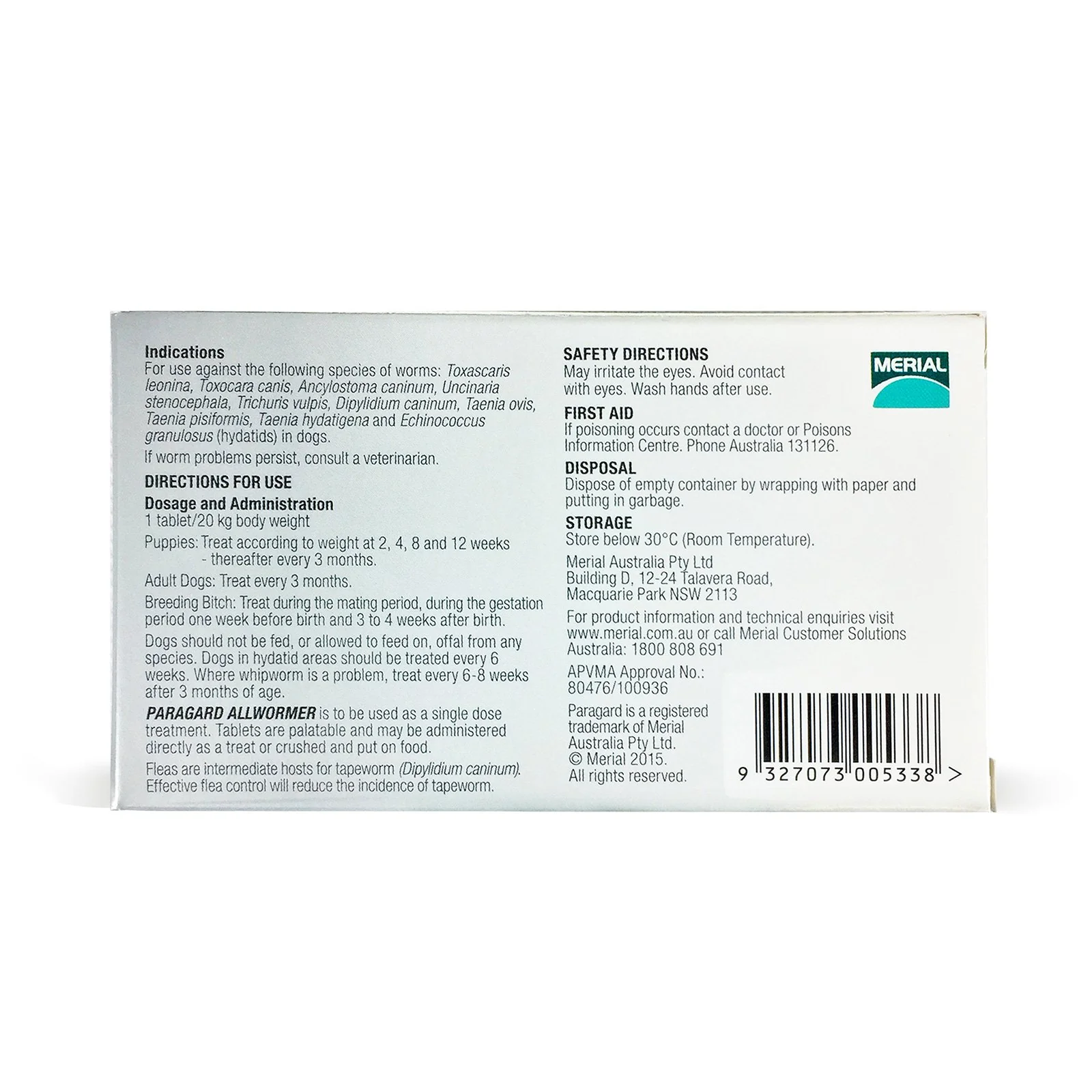 ParaGard Allwormer Tablets for Large Dogs 20kg 3 Pack - Image 2